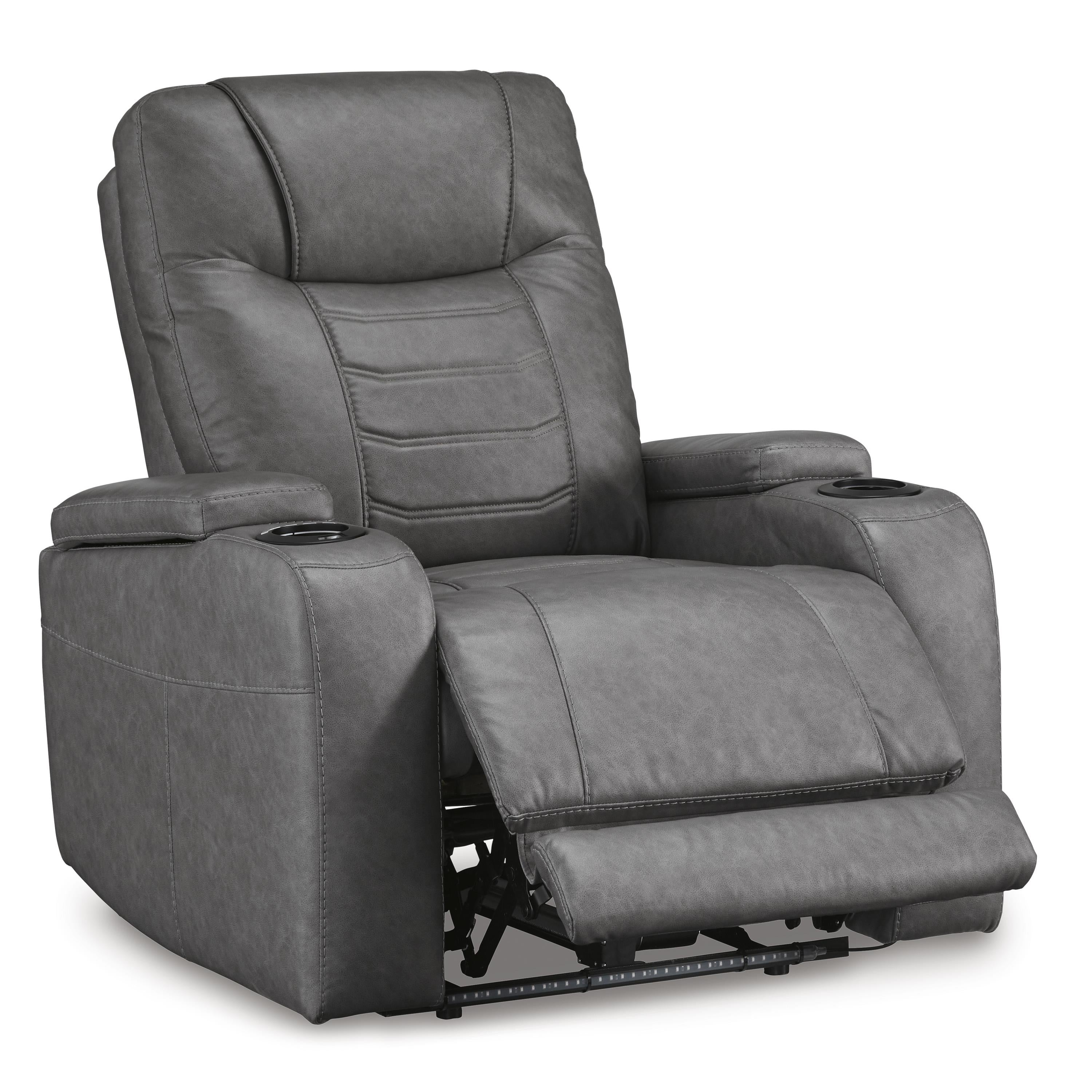  Manufacturer Color_Slate --  Signature Design by Ashley Schooner Rocks Power Leather Look Recliner IMAGE 2