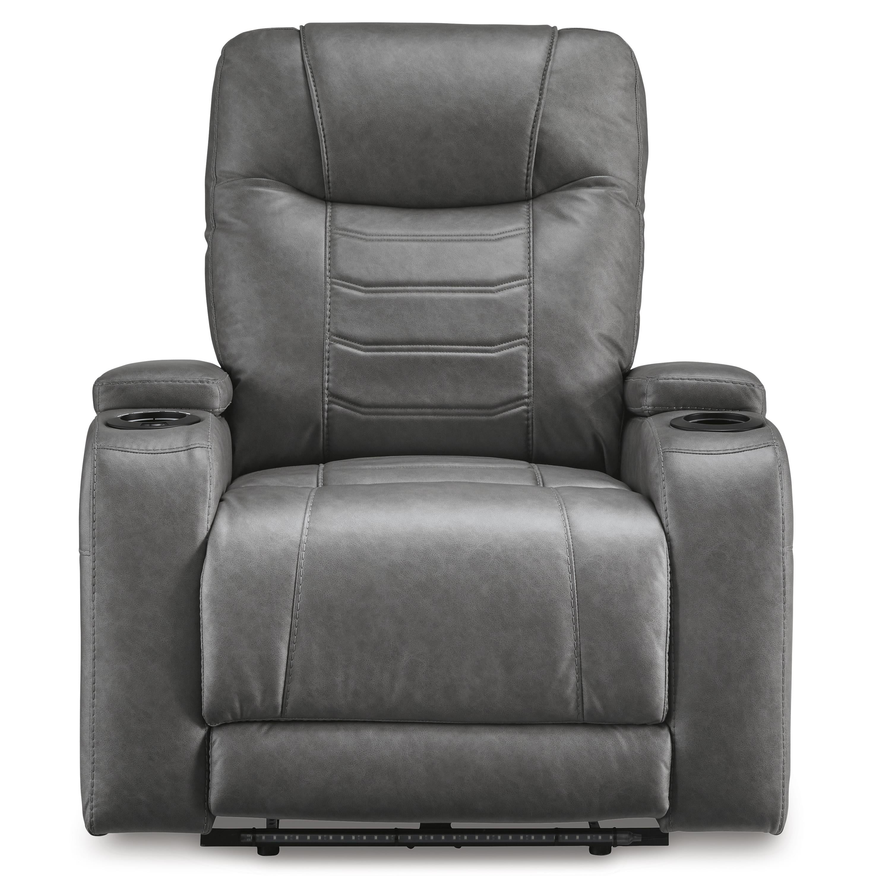  Manufacturer Color_Slate --  Signature Design by Ashley Schooner Rocks Power Leather Look Recliner IMAGE 3