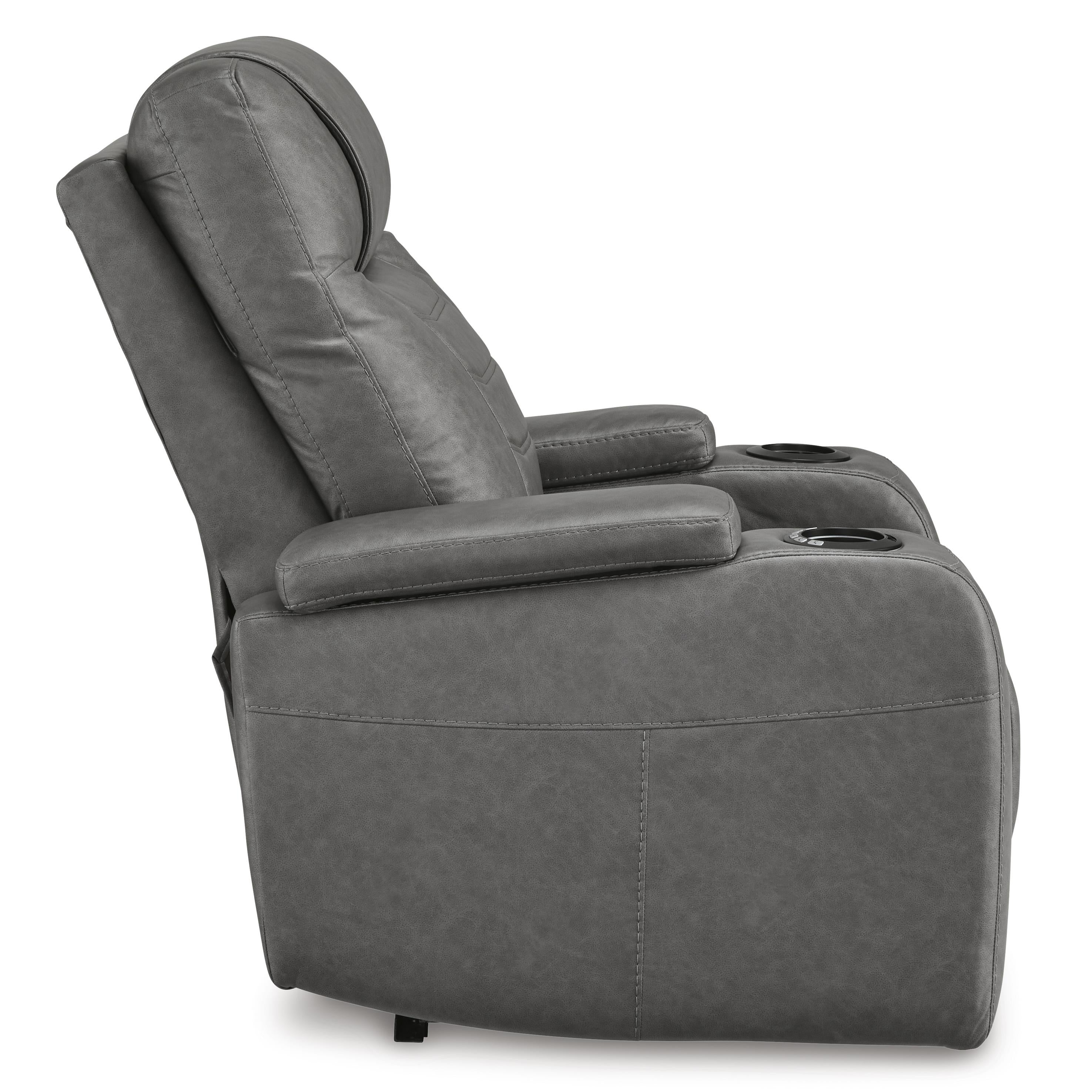  Manufacturer Color_Slate --  Signature Design by Ashley Schooner Rocks Power Leather Look Recliner IMAGE 4