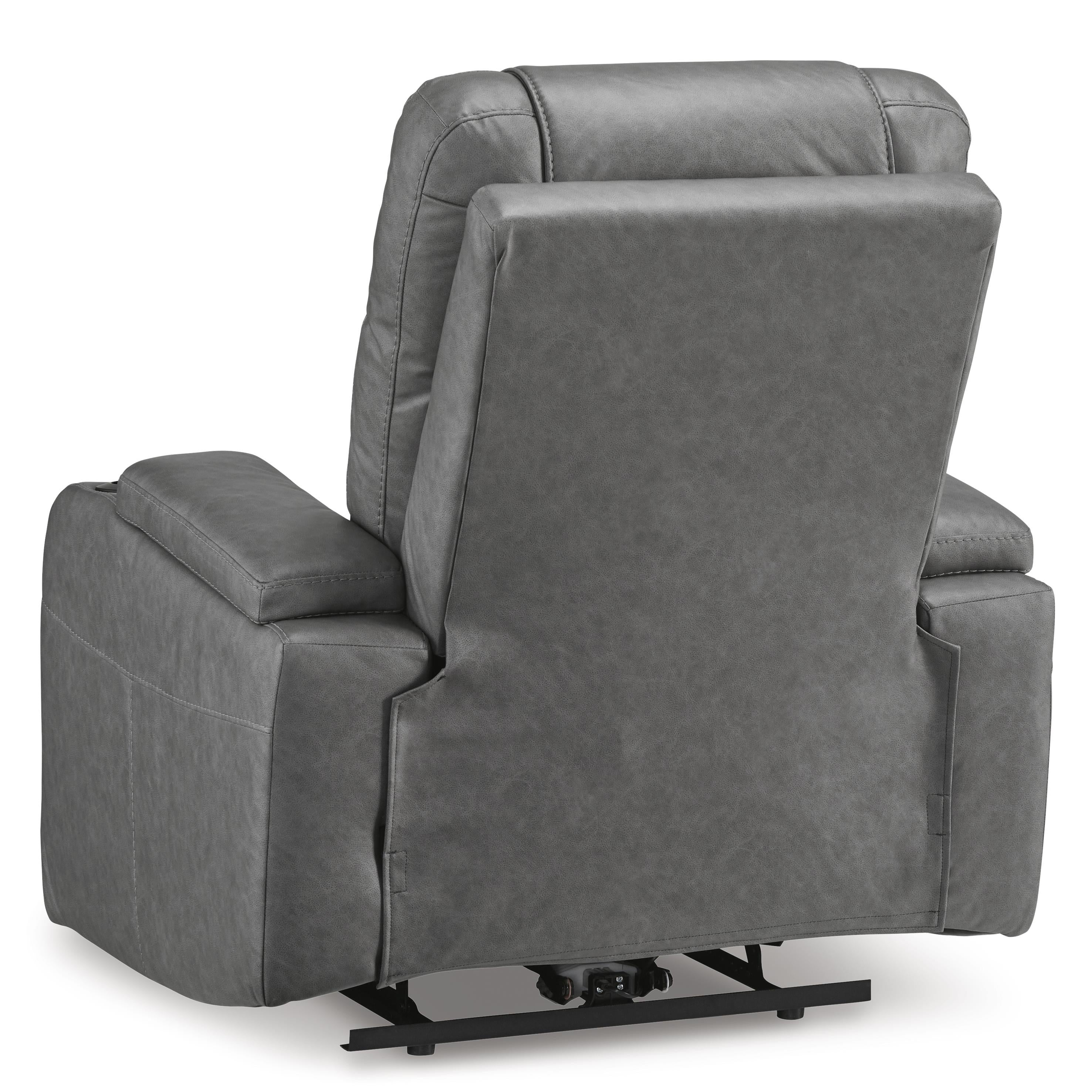  Manufacturer Color_Slate --  Signature Design by Ashley Schooner Rocks Power Leather Look Recliner IMAGE 5