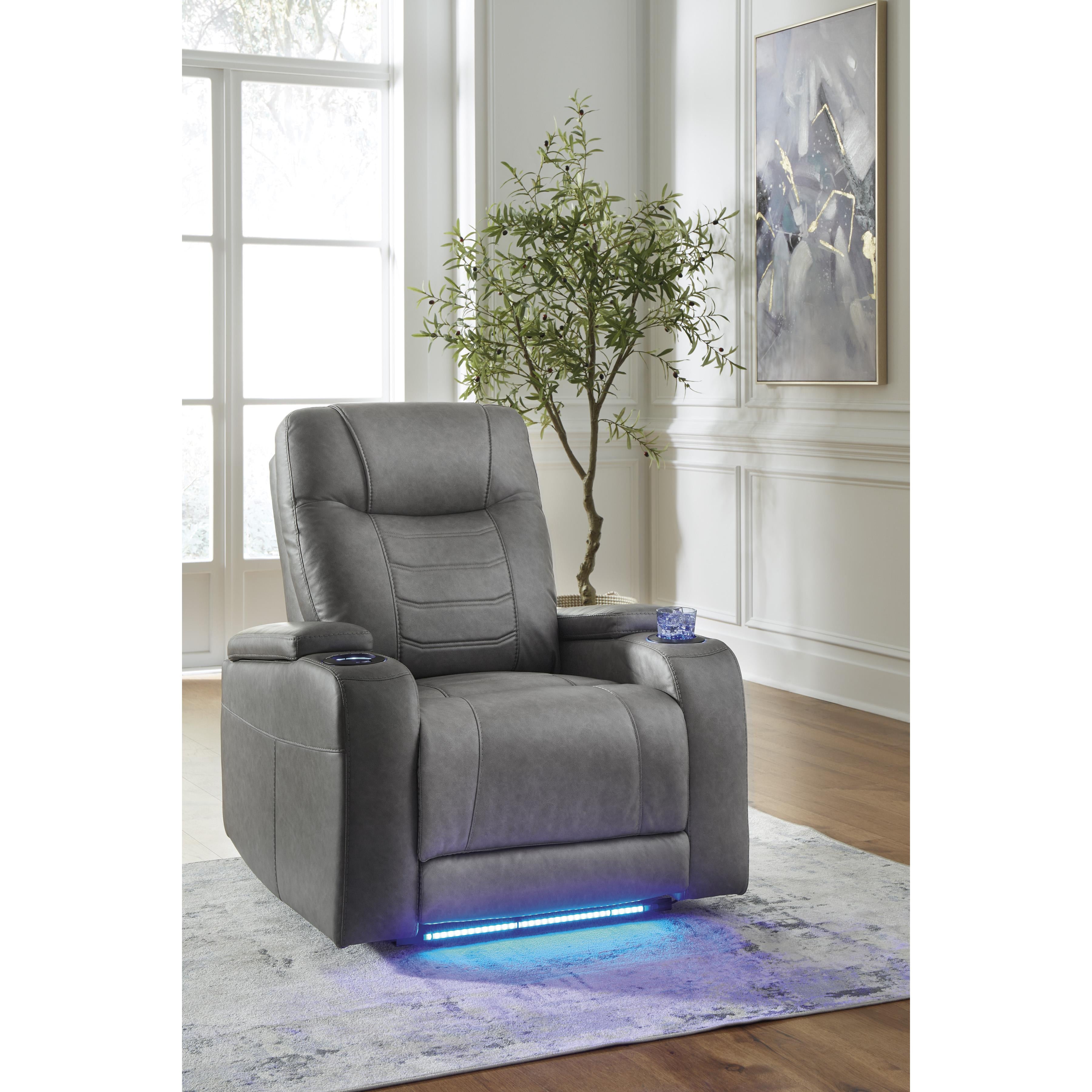  Manufacturer Color_Slate --  Signature Design by Ashley Schooner Rocks Power Leather Look Recliner IMAGE 6