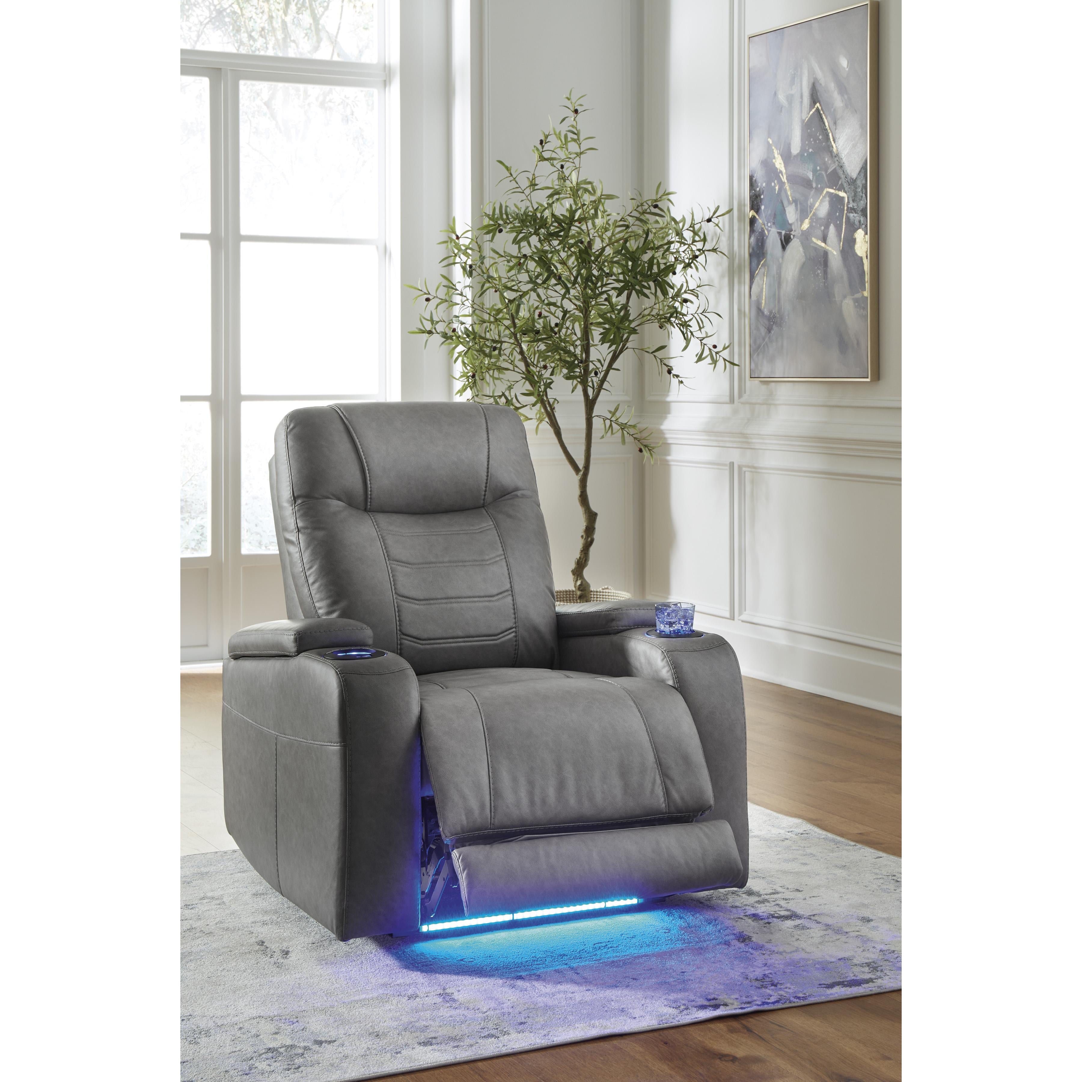  Manufacturer Color_Slate --  Signature Design by Ashley Schooner Rocks Power Leather Look Recliner IMAGE 7