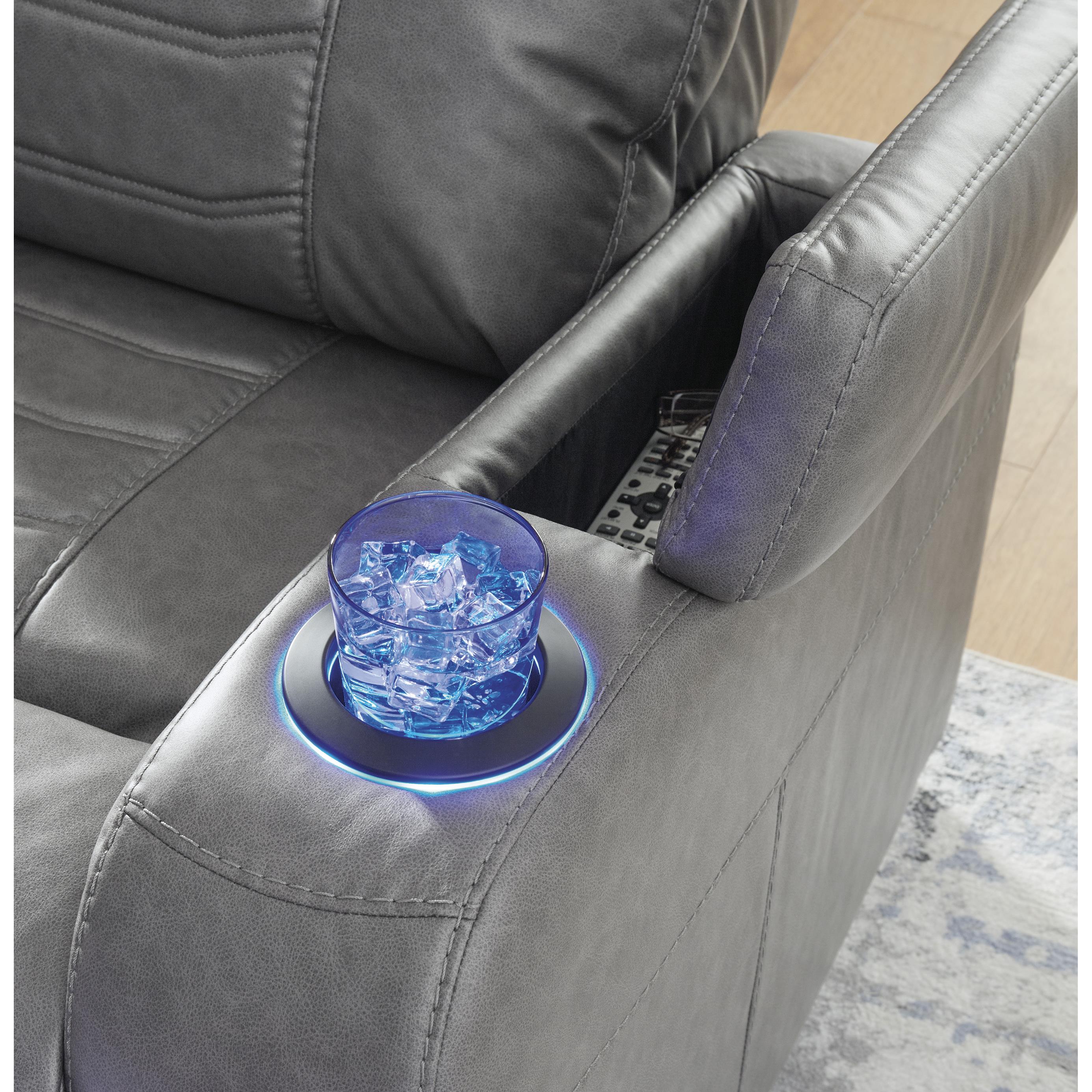  Manufacturer Color_Slate --  Signature Design by Ashley Schooner Rocks Power Leather Look Recliner IMAGE 8