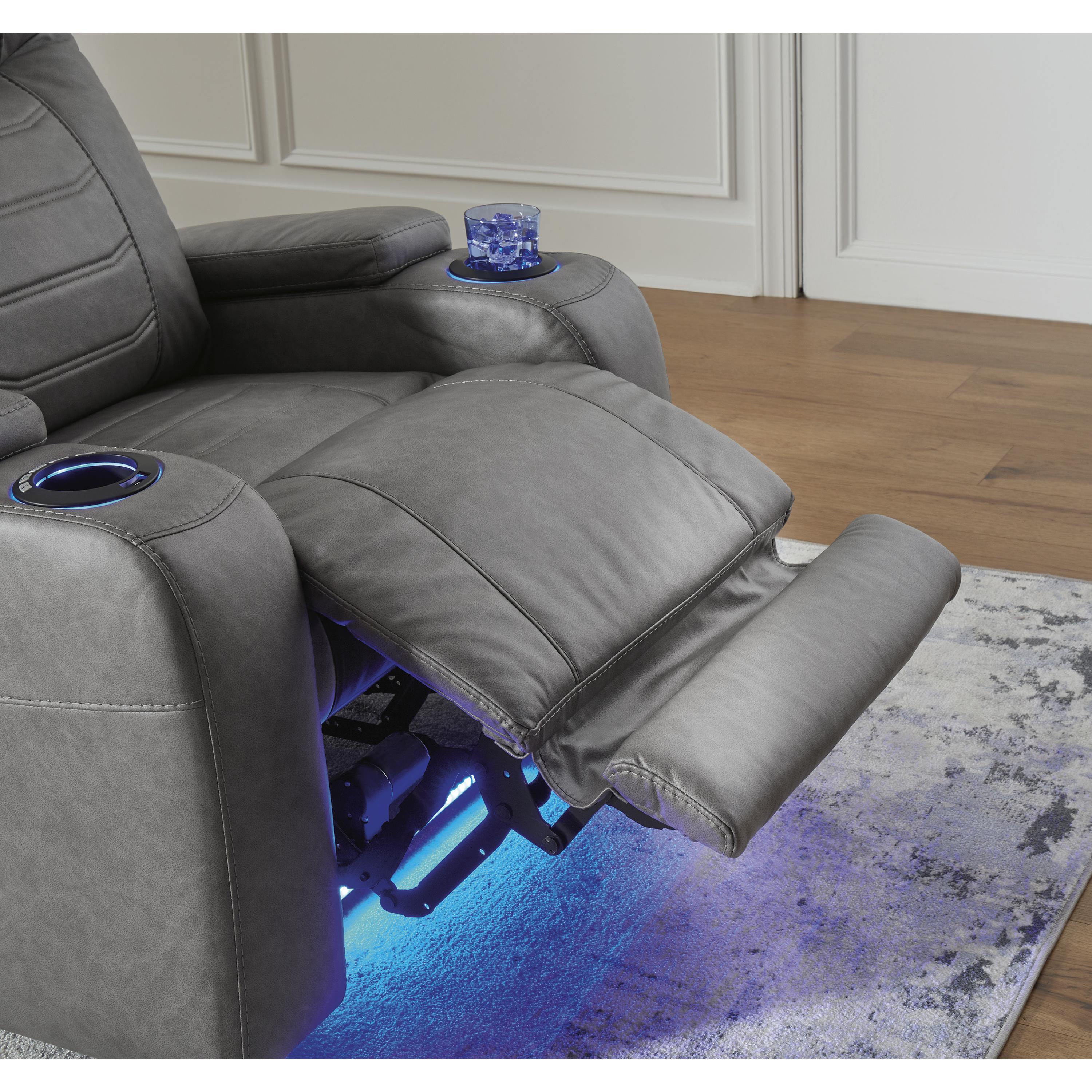 Manufacturer Color_Slate --  Signature Design by Ashley Schooner Rocks Power Leather Look Recliner IMAGE 9