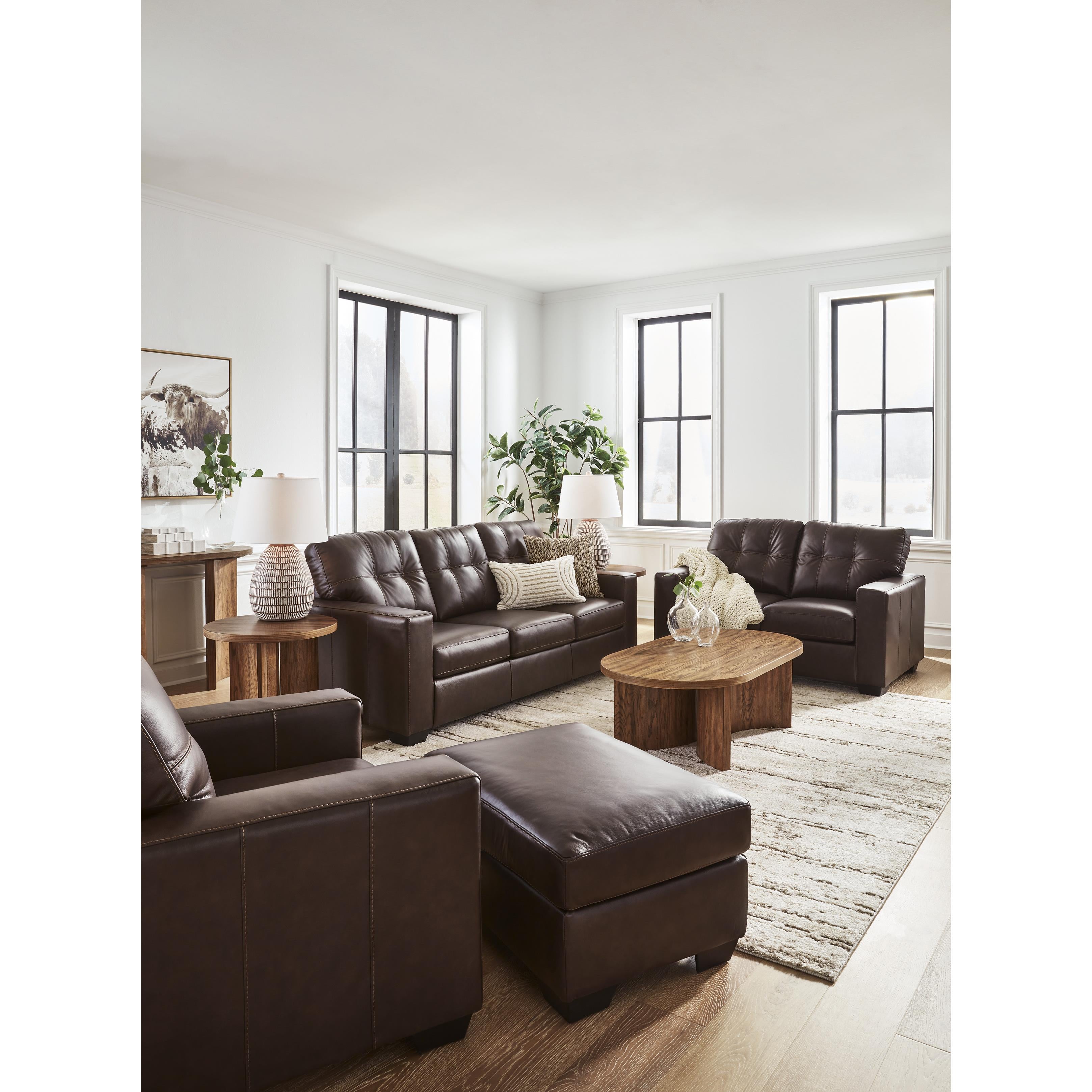  Manufacturer Color_Dark Brown --  Signature Design by Ashley Santorine Leather Match Ottoman IMAGE 7