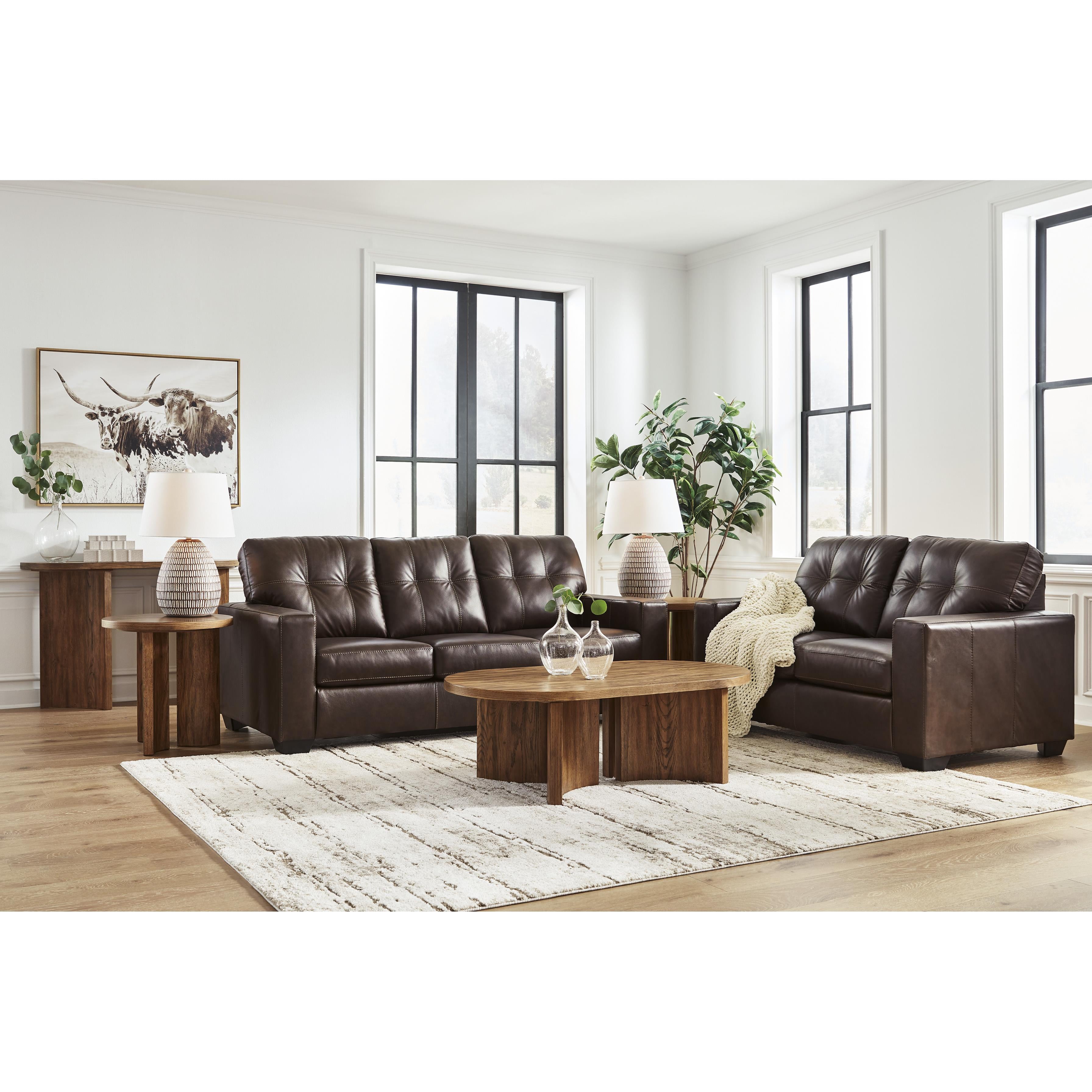  Manufacturer Color_Dark Brown --  Signature Design by Ashley Santorine Stationary Leather Match Loveseat IMAGE 13