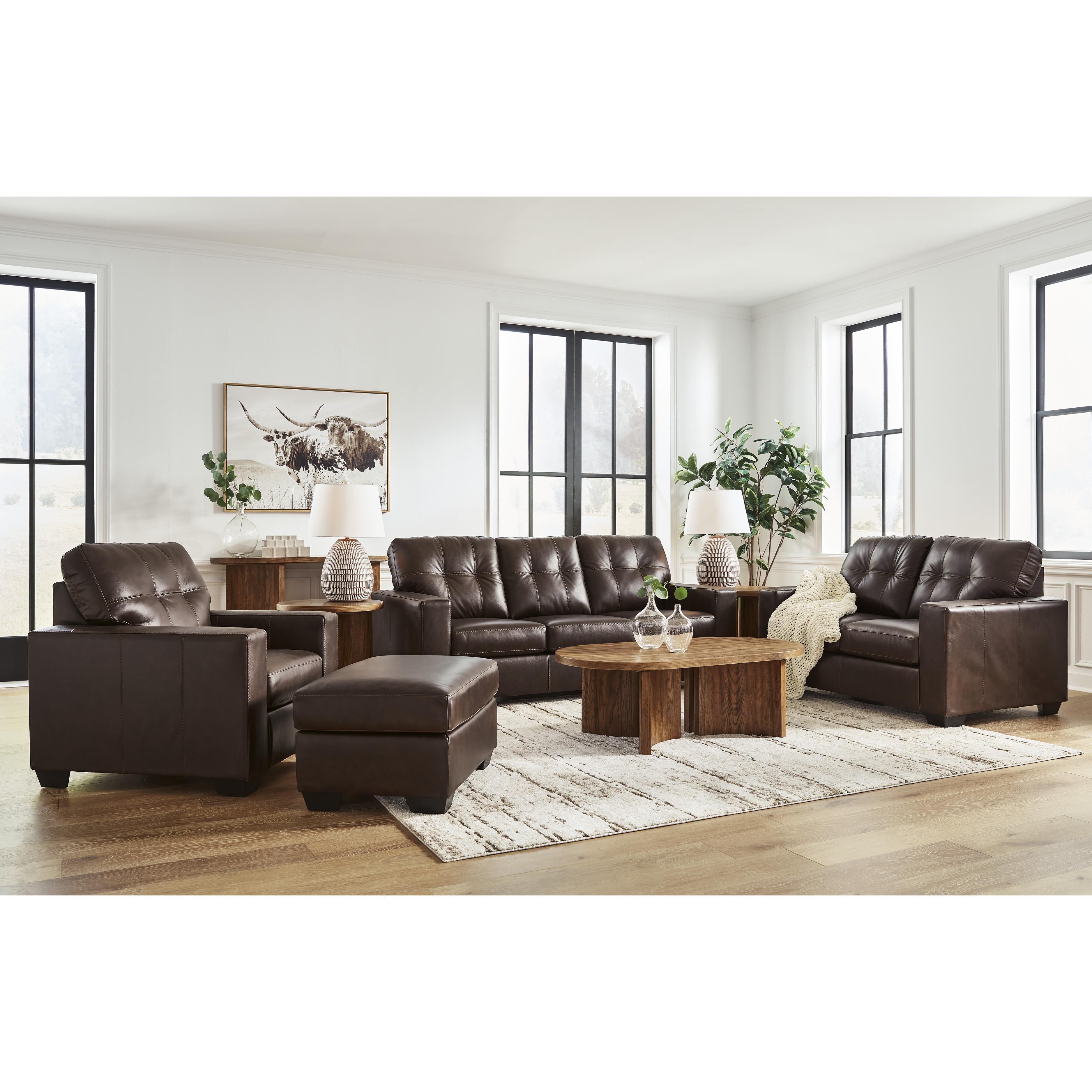  Manufacturer Color_Dark Brown --  Signature Design by Ashley Santorine Stationary Leather Match Loveseat IMAGE 15