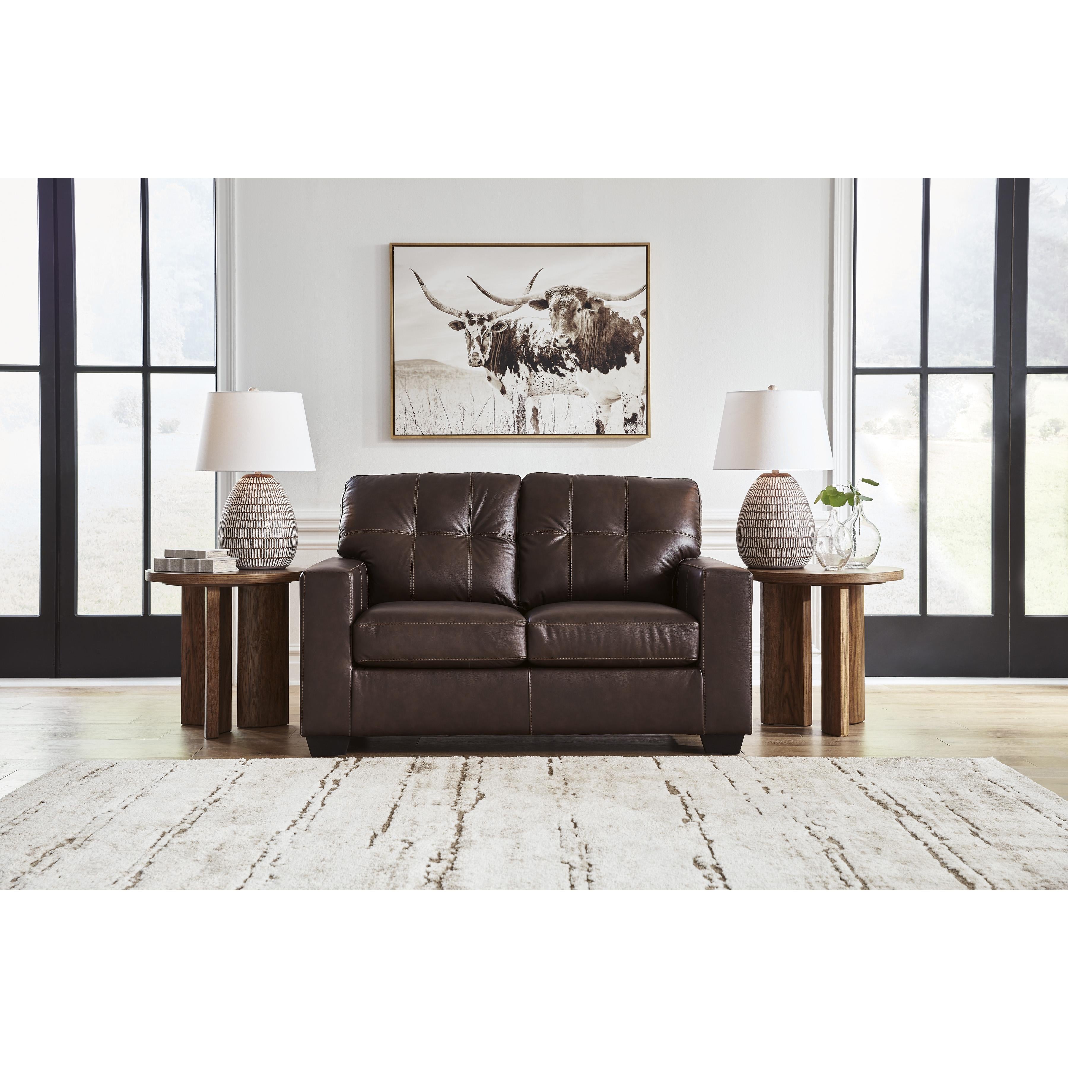  Manufacturer Color_Dark Brown --  Signature Design by Ashley Santorine Stationary Leather Match Loveseat IMAGE 5