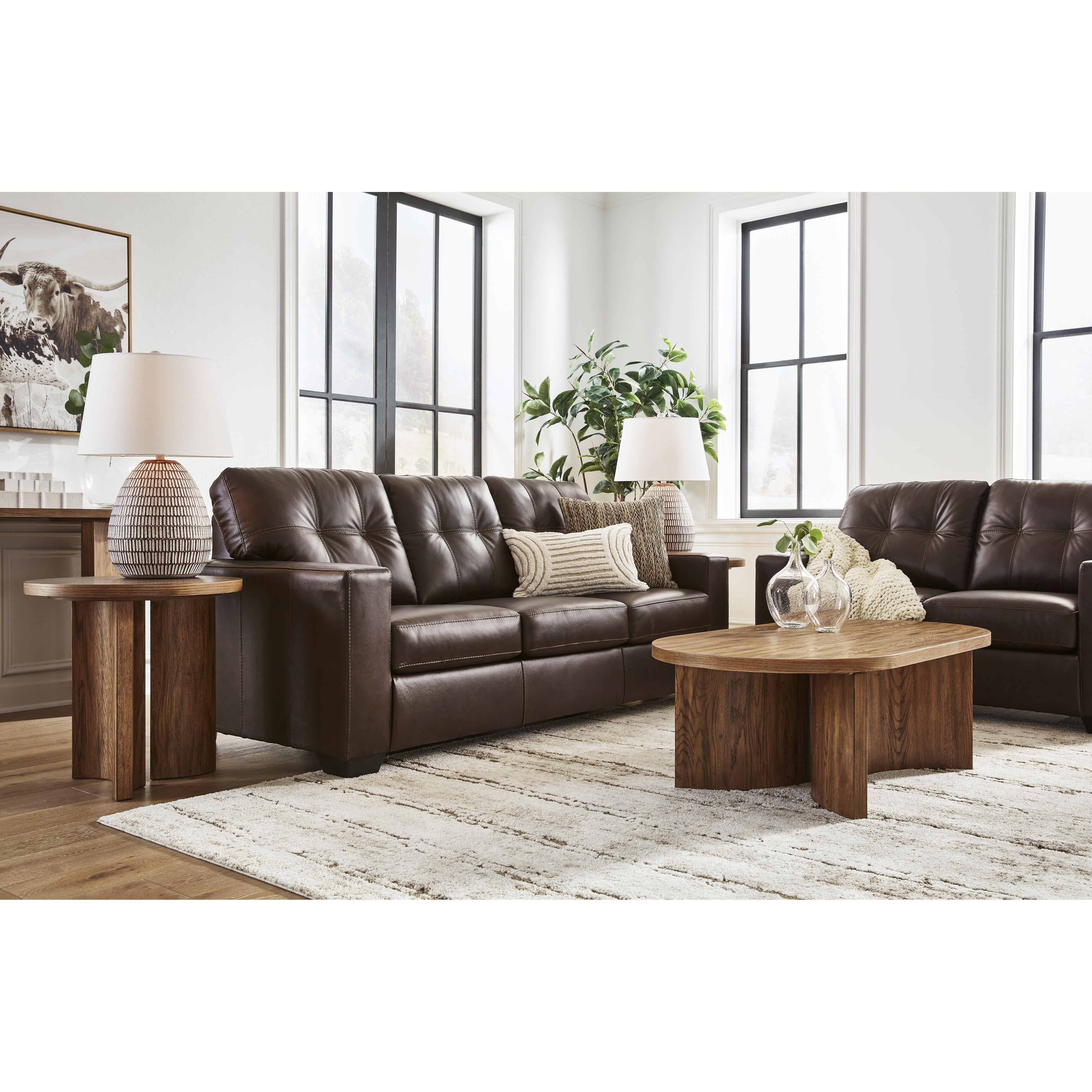  Manufacturer Color_Dark Brown --  Signature Design by Ashley Santorine Stationary Leather Match Loveseat IMAGE 8