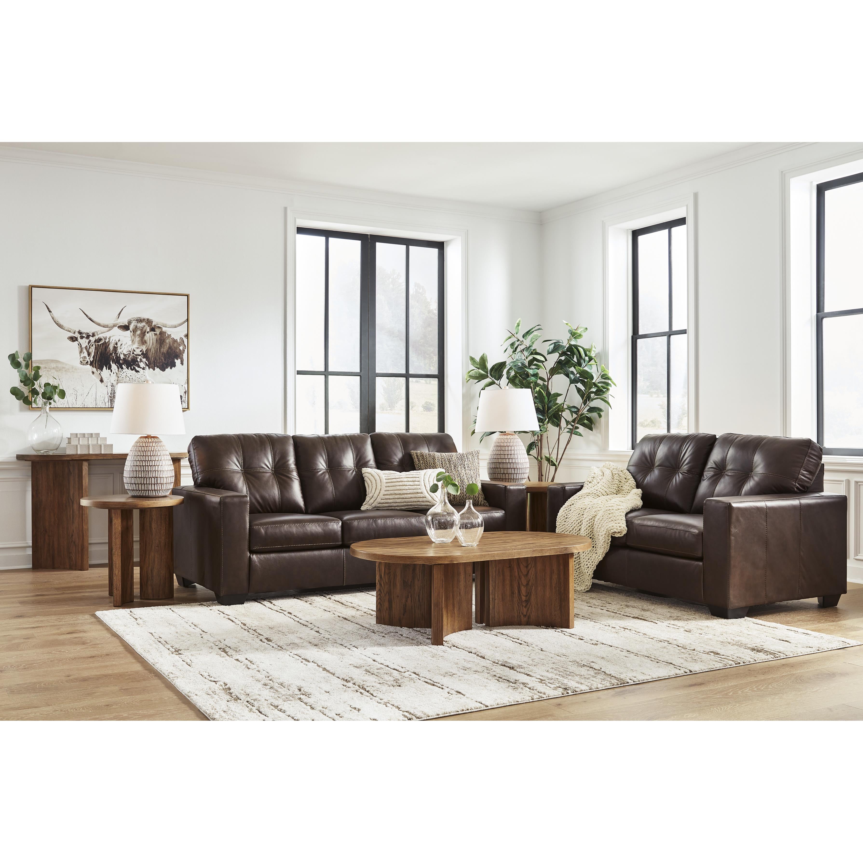  Manufacturer Color_Dark Brown --  Signature Design by Ashley Santorine Stationary Leather Match Sofa IMAGE 14