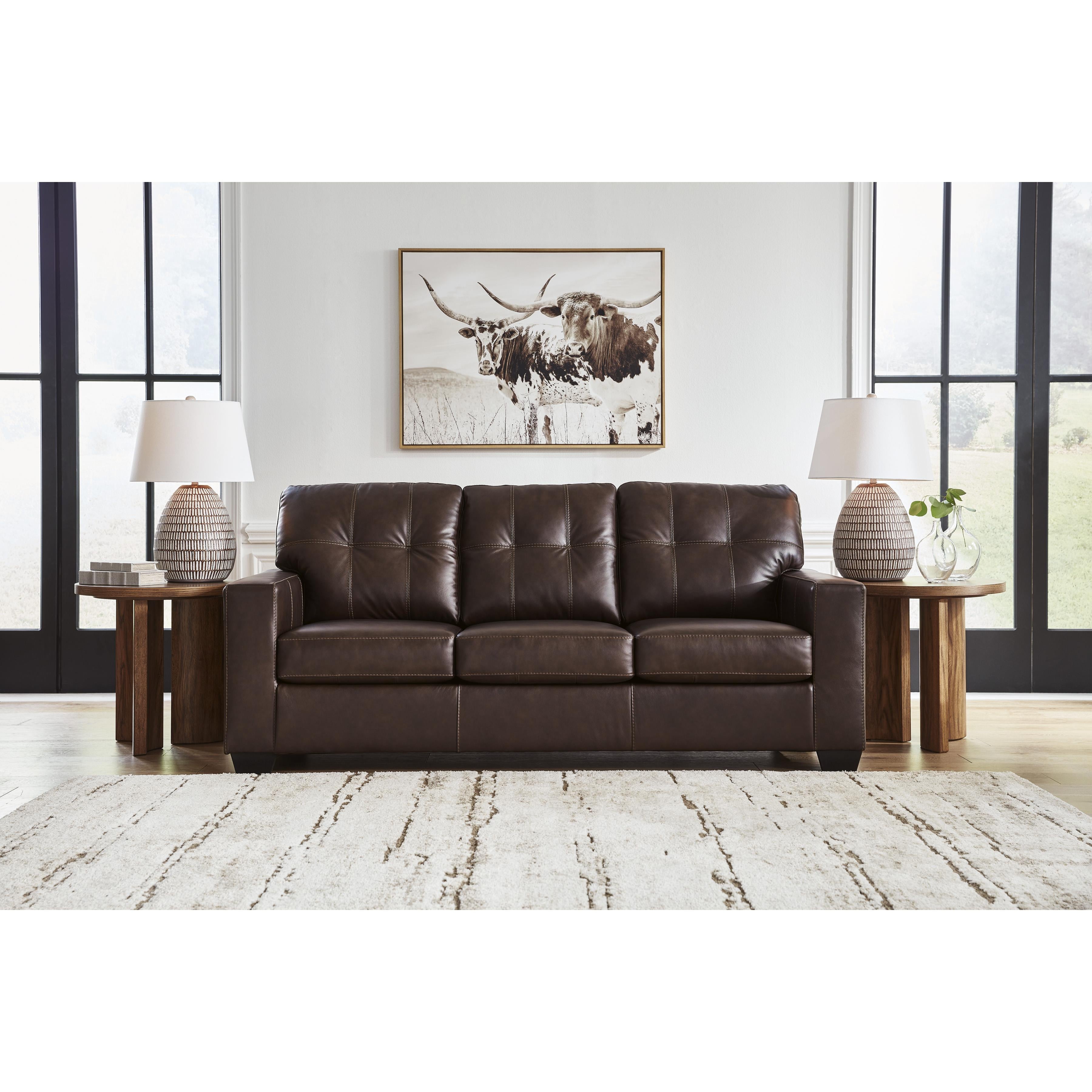  Manufacturer Color_Dark Brown --  Signature Design by Ashley Santorine Stationary Leather Match Sofa IMAGE 5