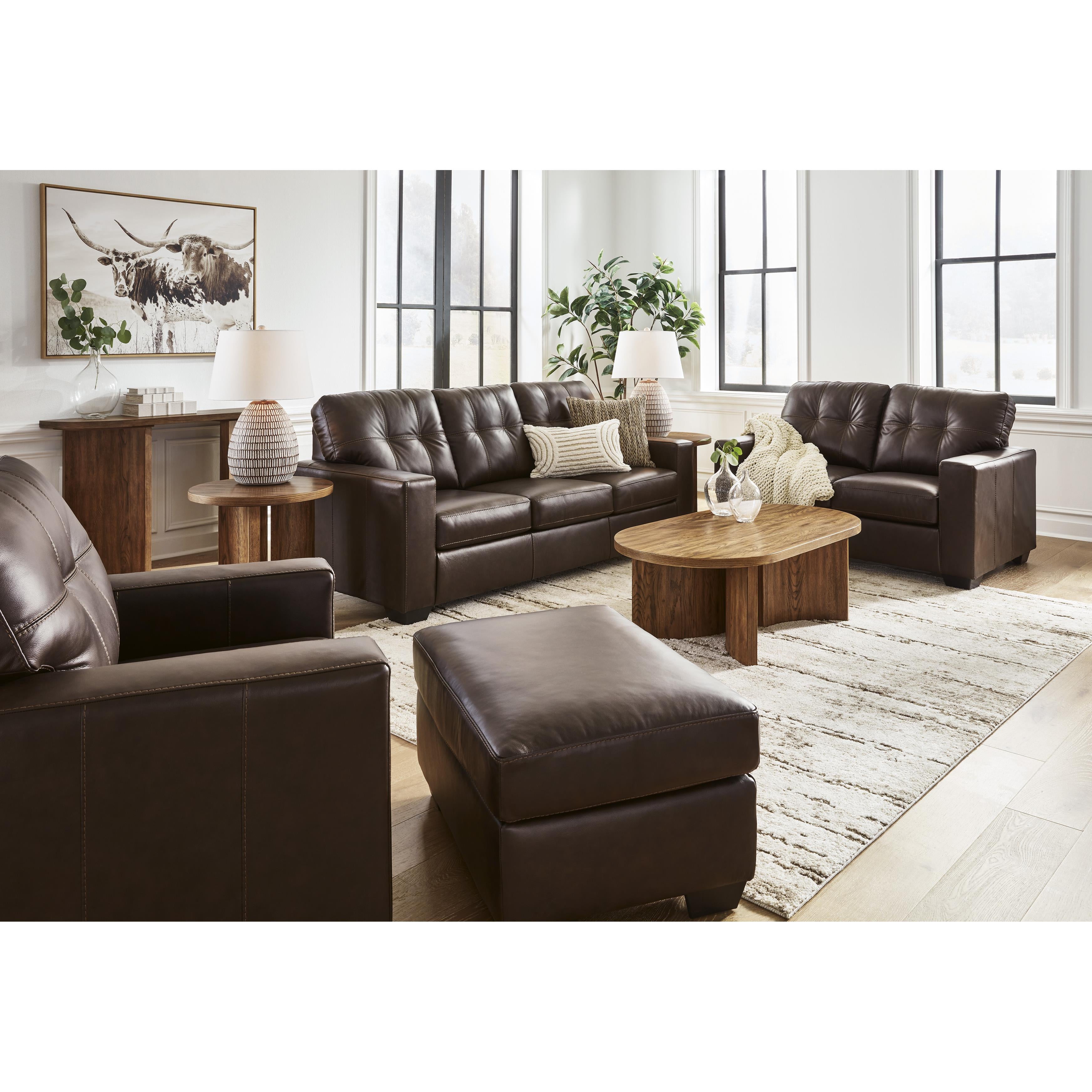  Manufacturer Color_Dark Brown --  Signature Design by Ashley Santorine Stationary Leather Match Sofa IMAGE 9