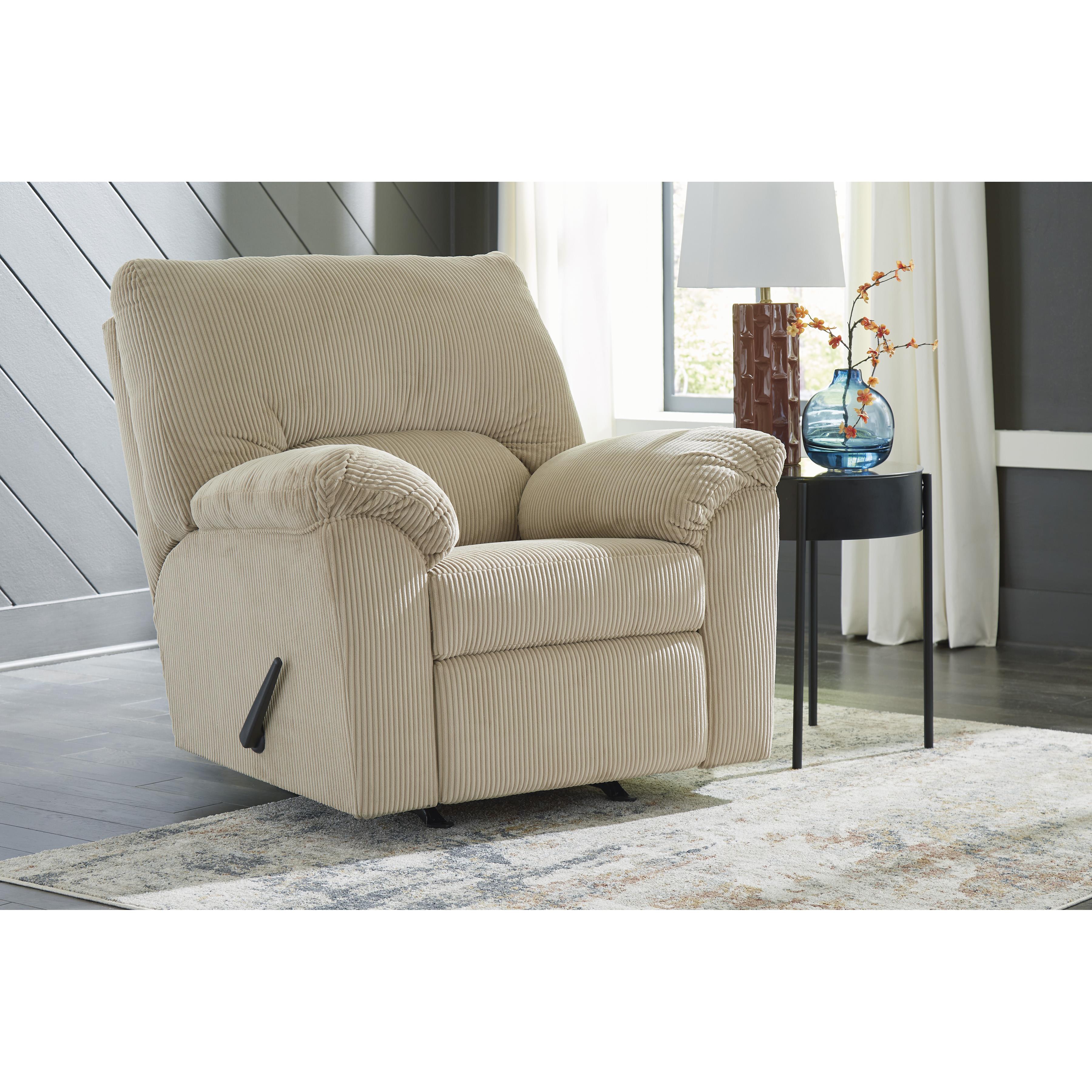  Manufacturer Color_Sand --  Signature Design by Ashley SimpleJoy Rocker Fabric Recliner IMAGE 7
