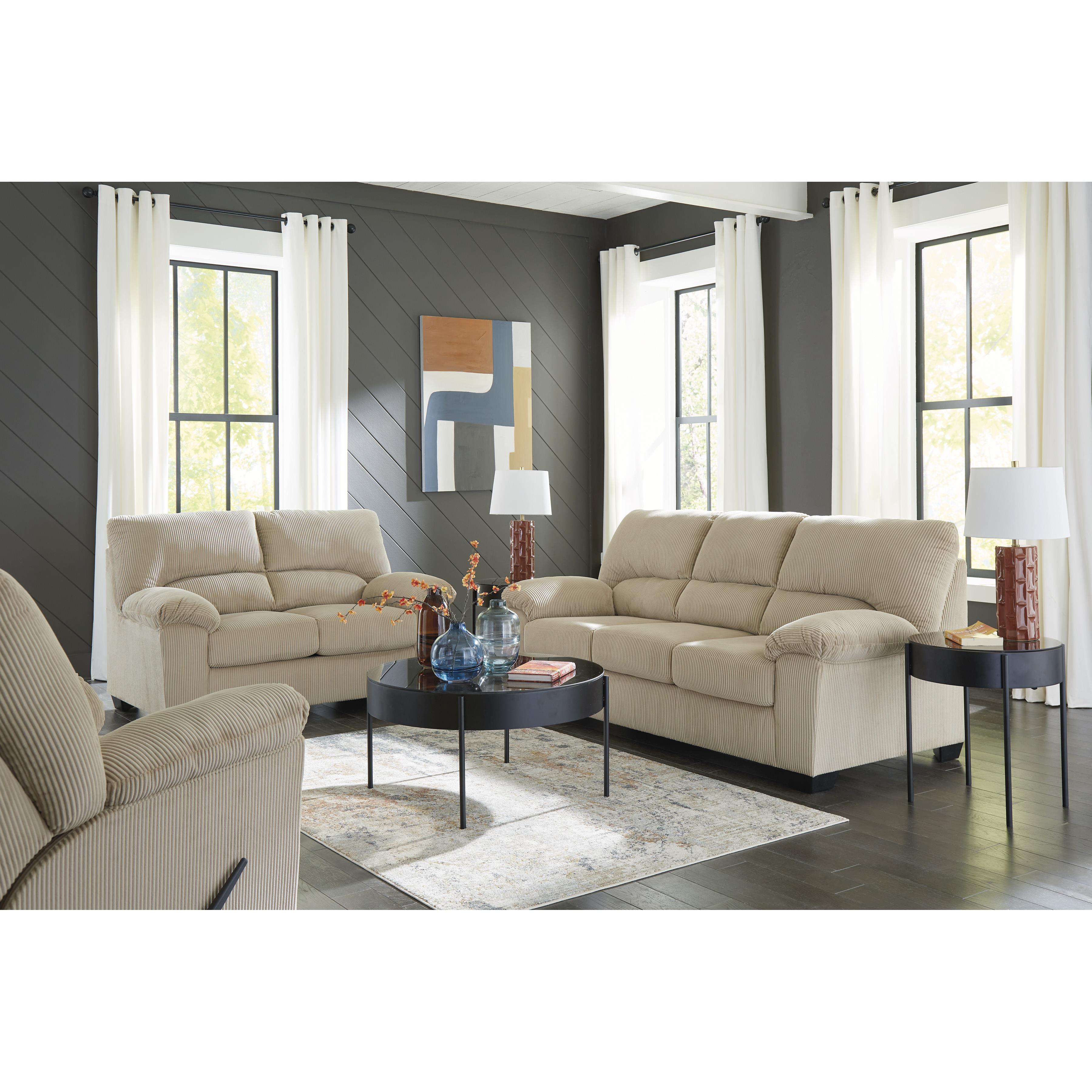  Manufacturer Color_Sand --  Signature Design by Ashley SimpleJoy Rocker Fabric Recliner IMAGE 9