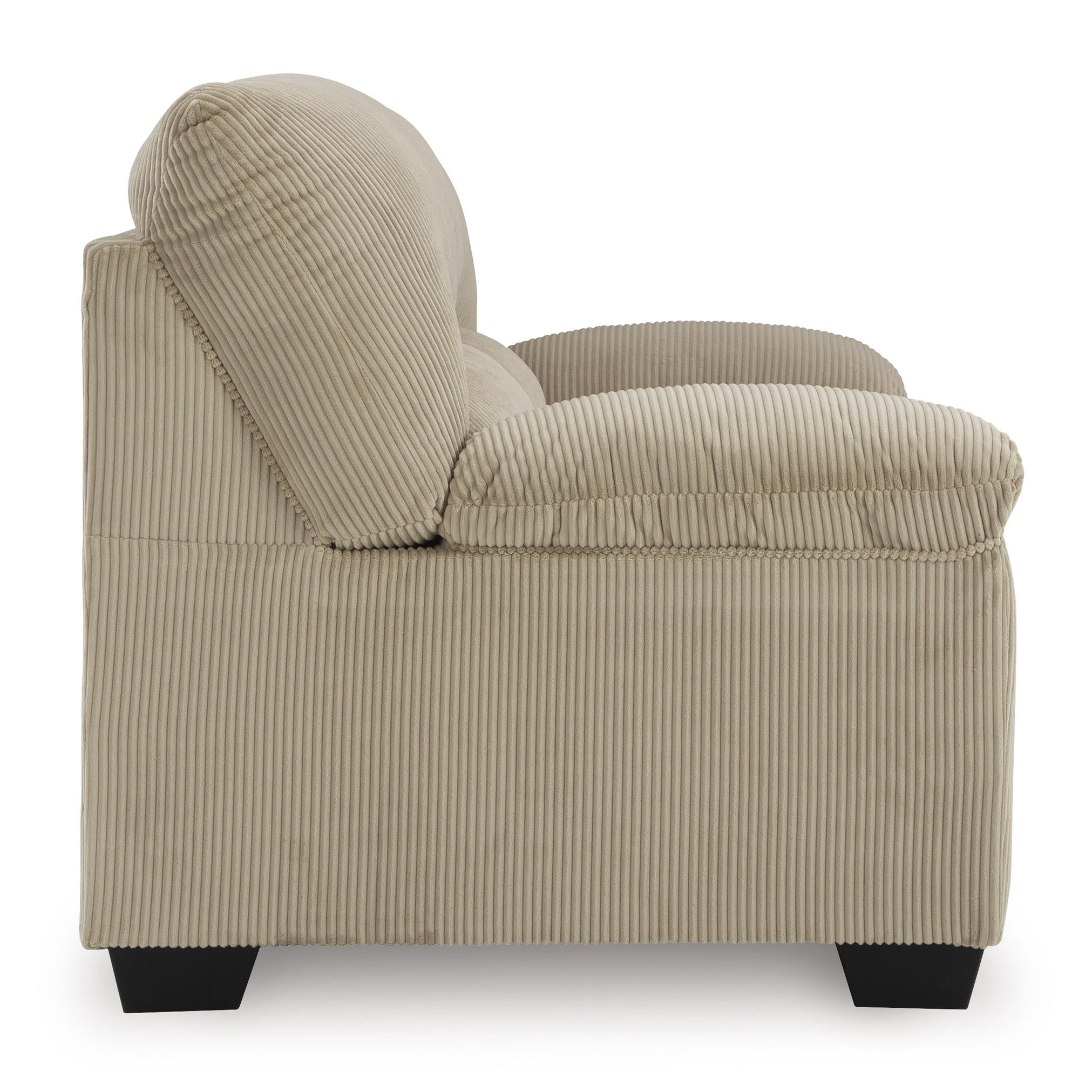  Manufacturer Color_Sand --  Signature Design by Ashley SimpleJoy Stationary Fabric Loveseat IMAGE 3