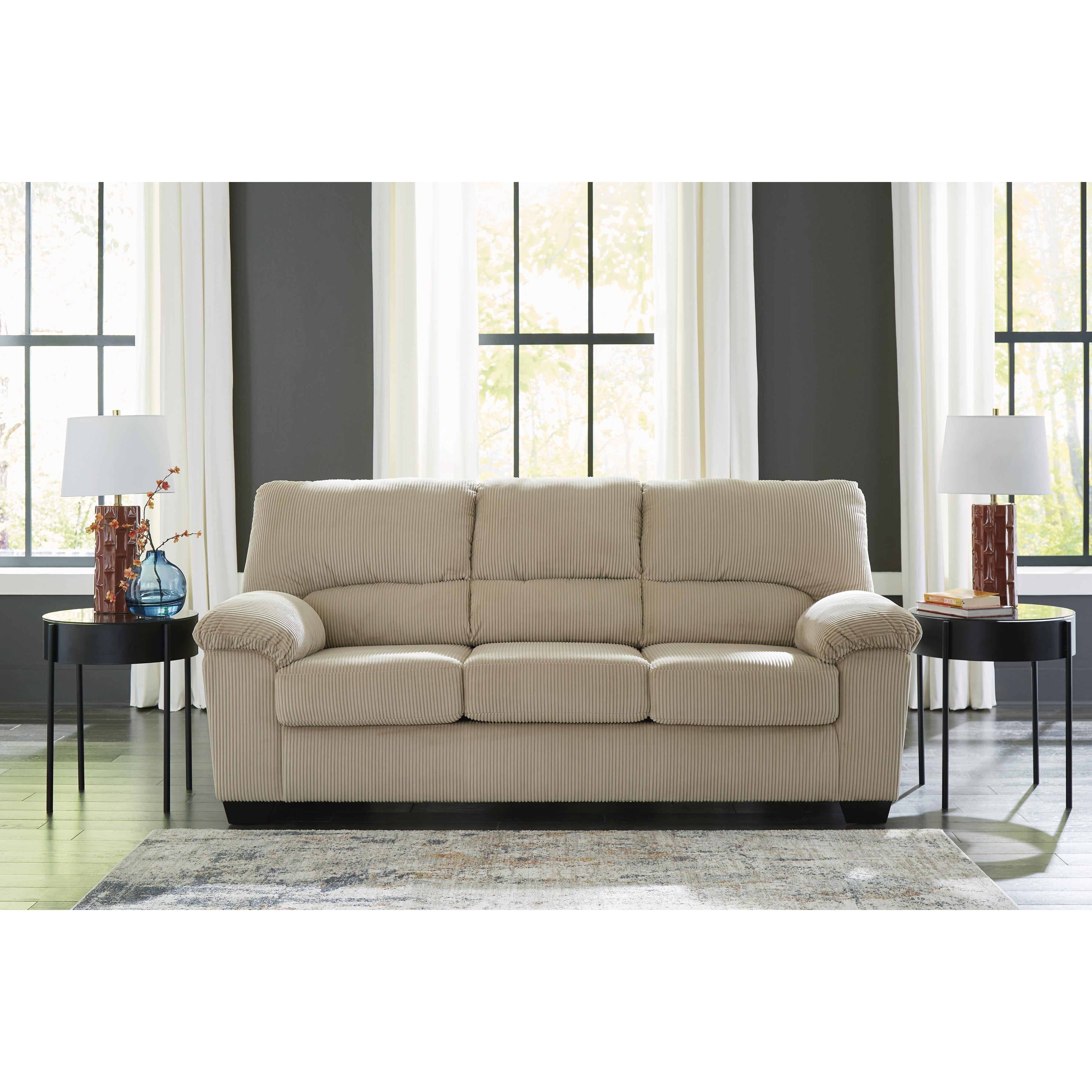 Manufacturer Color_Sand --  Signature Design by Ashley SimpleJoy Stationary Fabric Sofa IMAGE 5