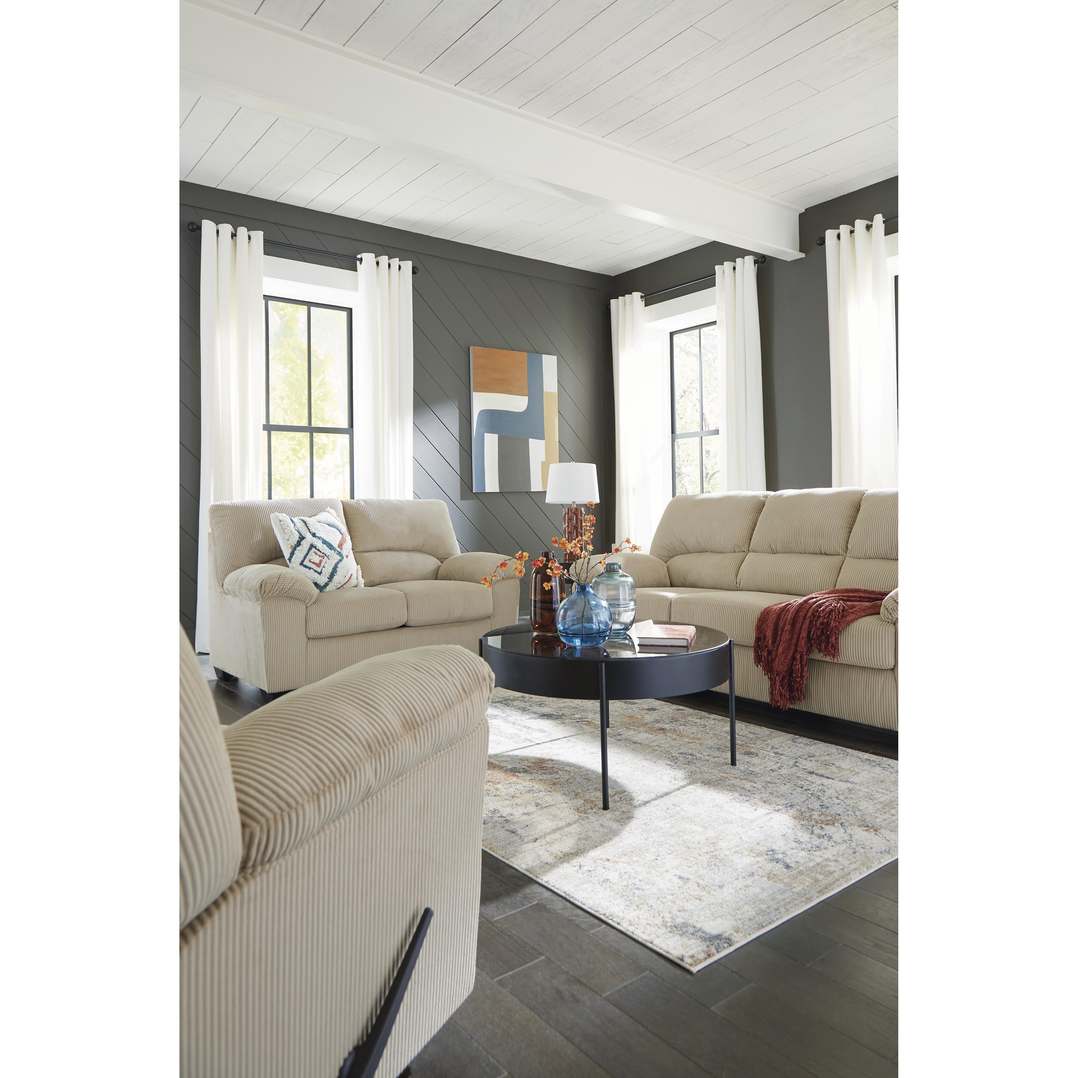  Manufacturer Color_Sand --  Signature Design by Ashley SimpleJoy Stationary Fabric Sofa IMAGE 9