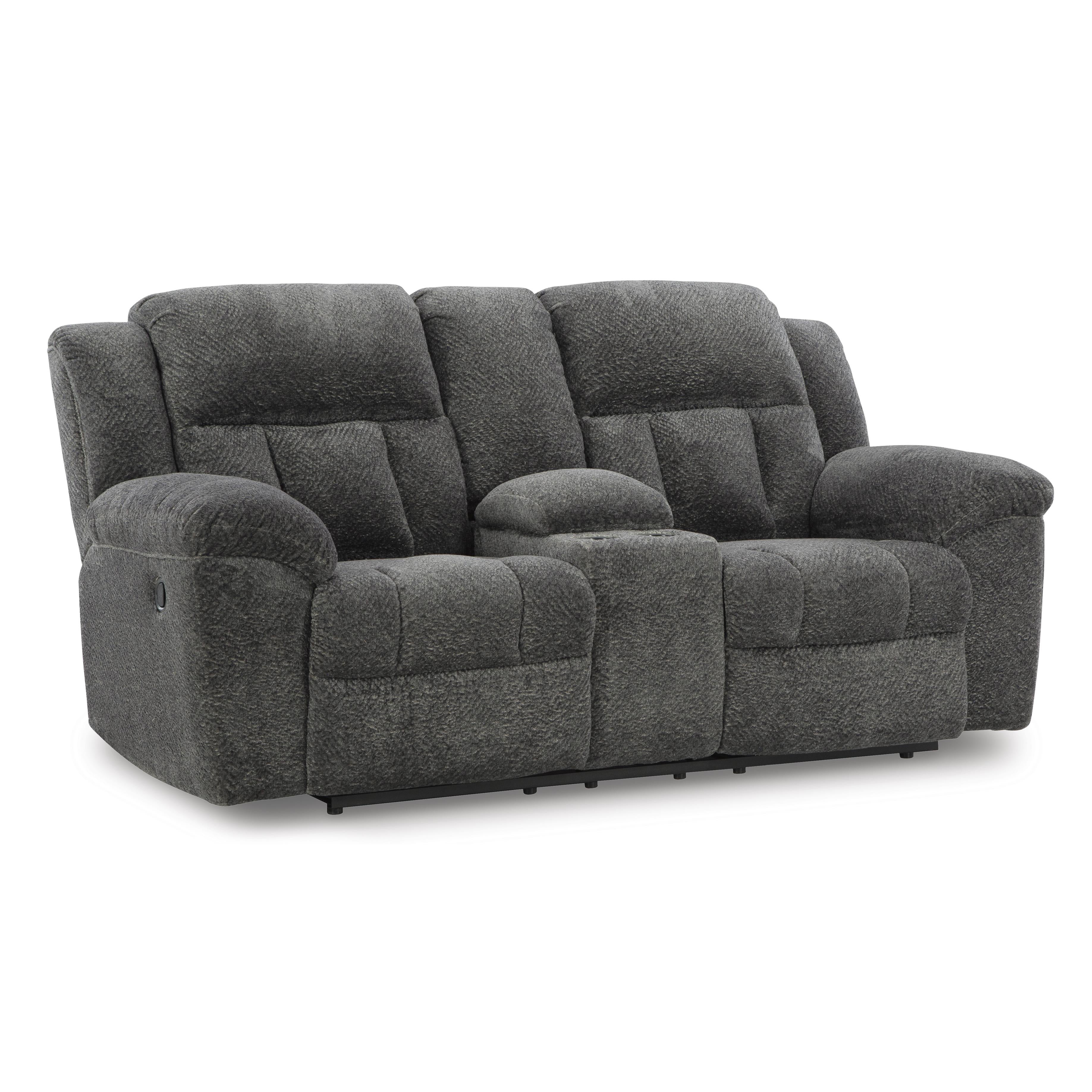  Manufacturer Color_Graphite --  Signature Design by Ashley Frohn Reclining Fabric Loveseat with Console IMAGE 1
