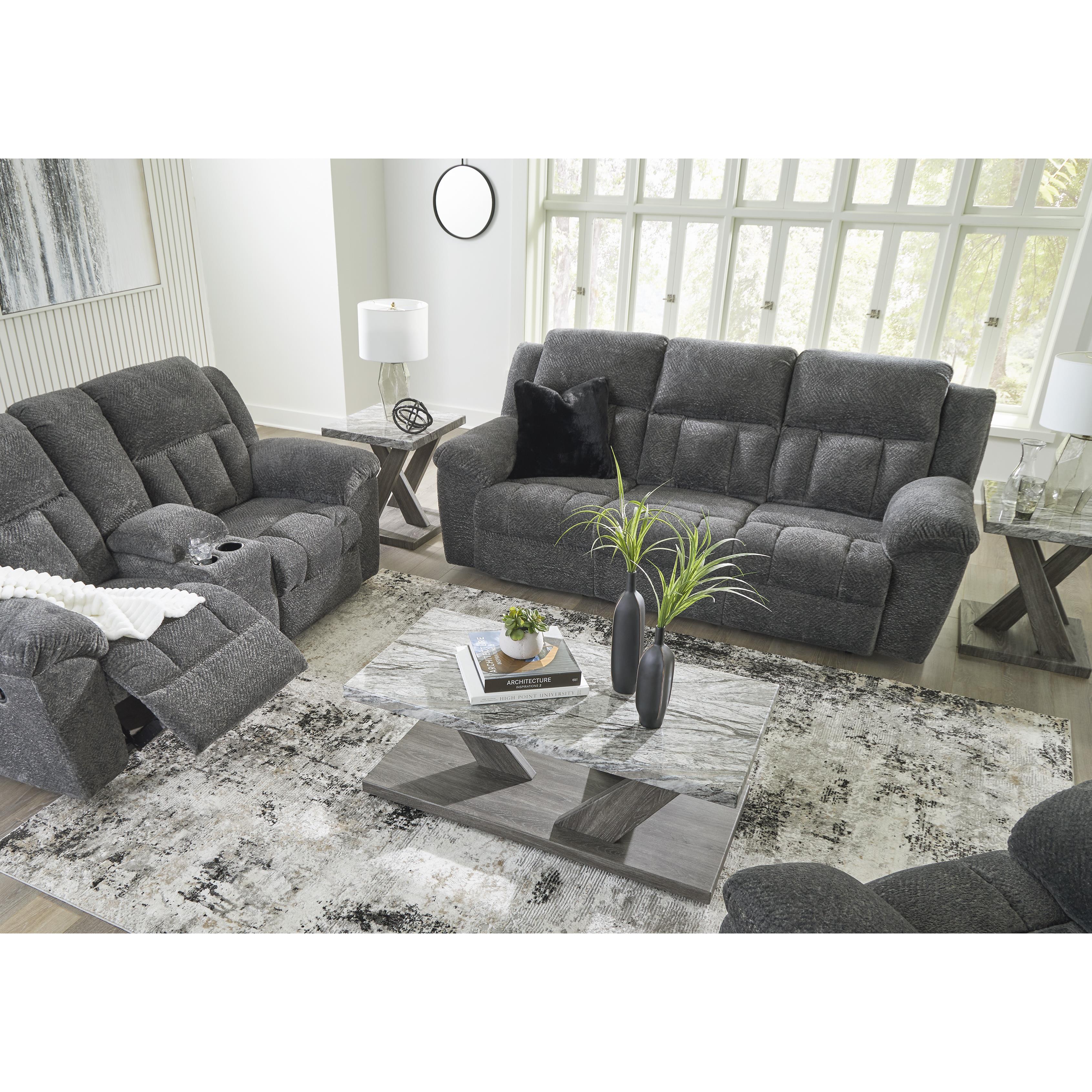  Manufacturer Color_Graphite --  Signature Design by Ashley Frohn Reclining Fabric Loveseat with Console IMAGE 10