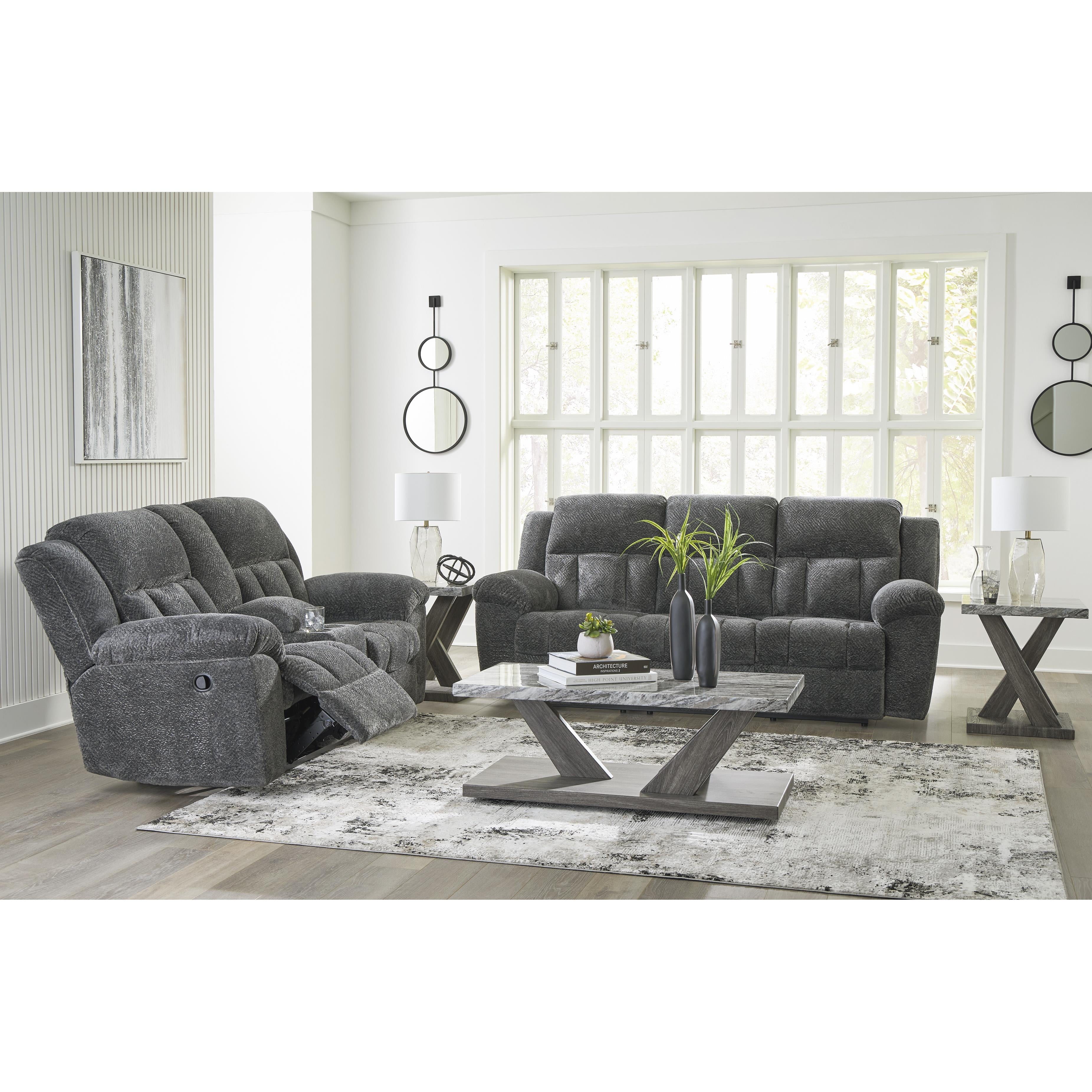  Manufacturer Color_Graphite --  Signature Design by Ashley Frohn Reclining Fabric Loveseat with Console IMAGE 11