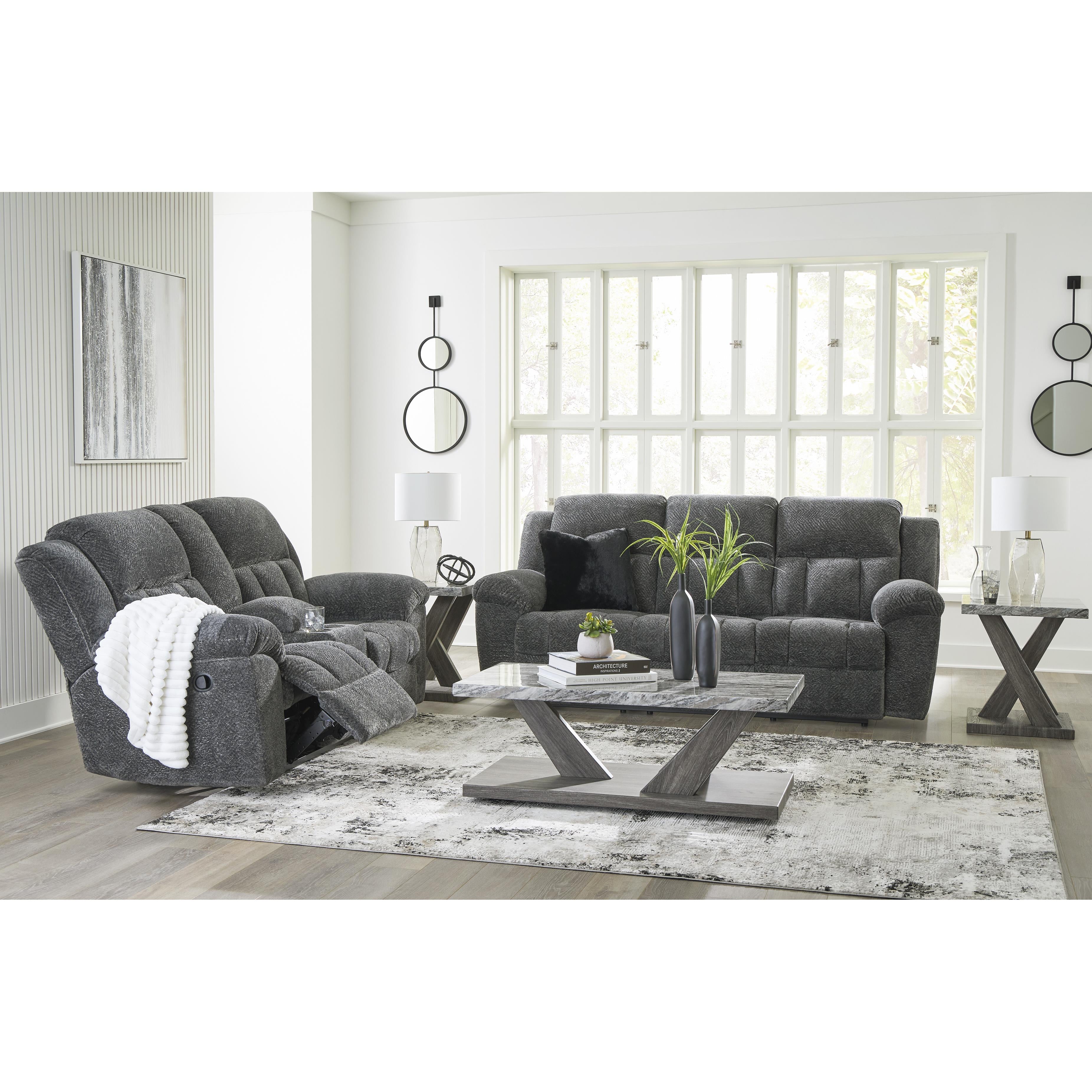  Manufacturer Color_Graphite --  Signature Design by Ashley Frohn Reclining Fabric Loveseat with Console IMAGE 12