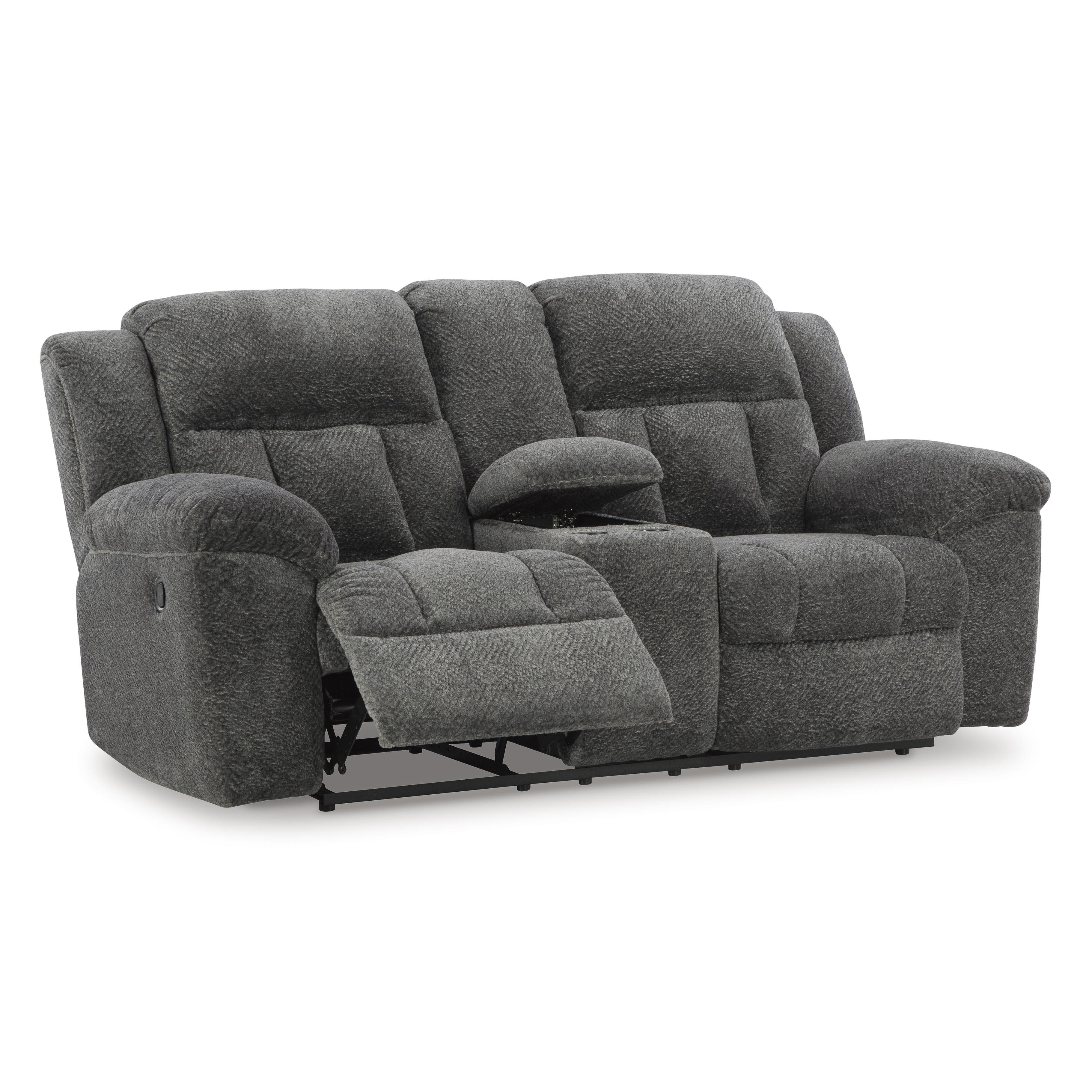  Manufacturer Color_Graphite --  Signature Design by Ashley Frohn Reclining Fabric Loveseat with Console IMAGE 2