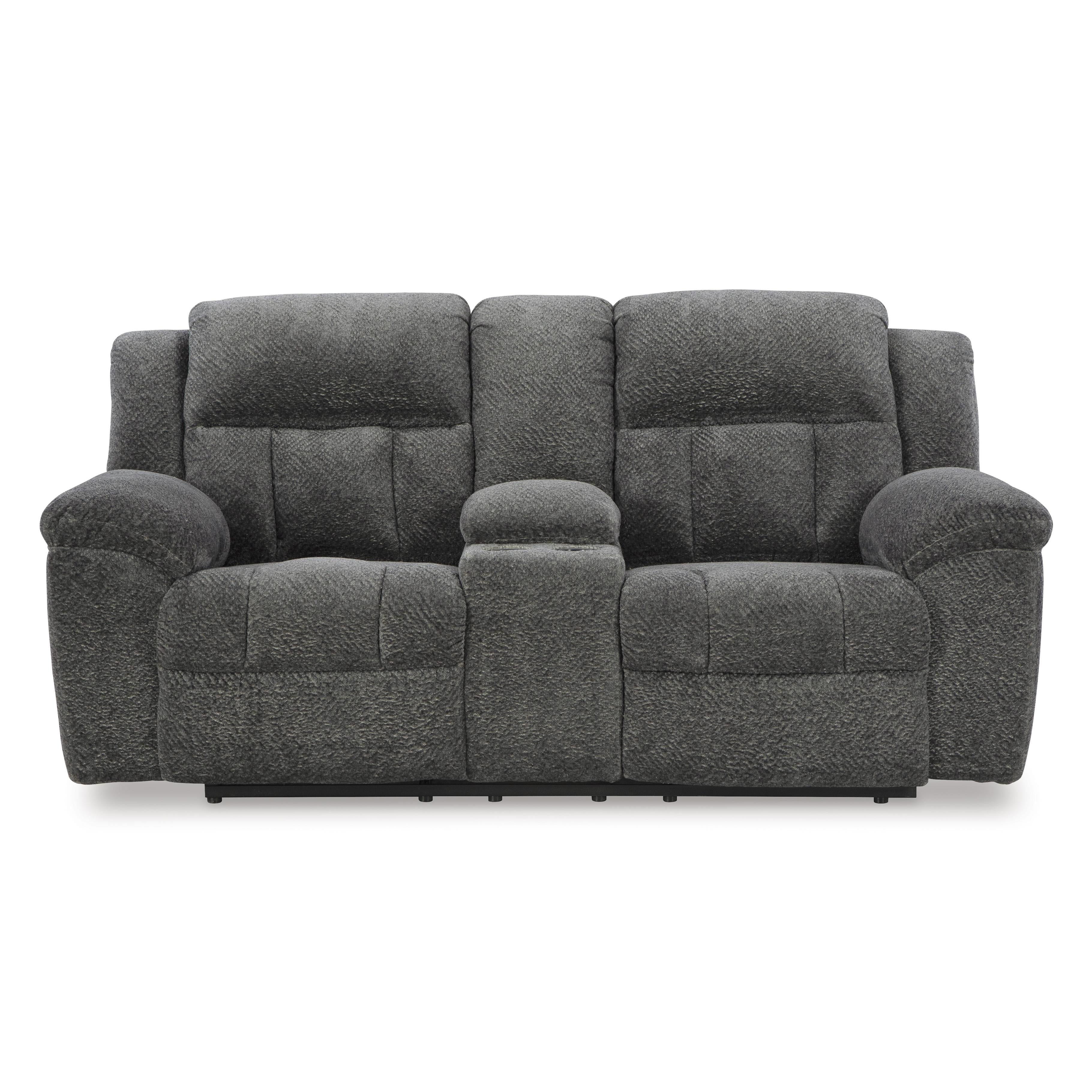  Manufacturer Color_Graphite --  Signature Design by Ashley Frohn Reclining Fabric Loveseat with Console IMAGE 3