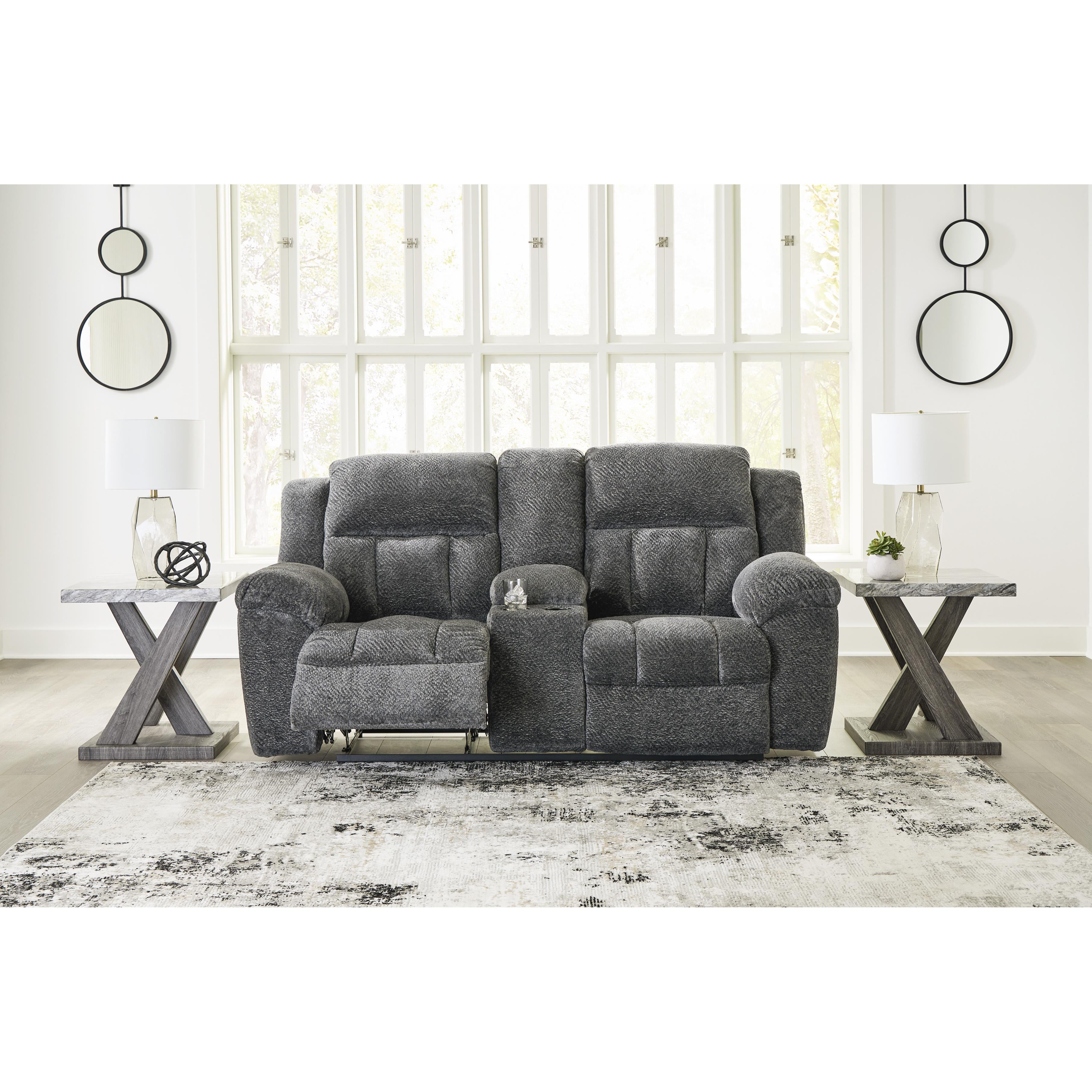 Manufacturer Color_Graphite --  Signature Design by Ashley Frohn Reclining Fabric Loveseat with Console IMAGE 7