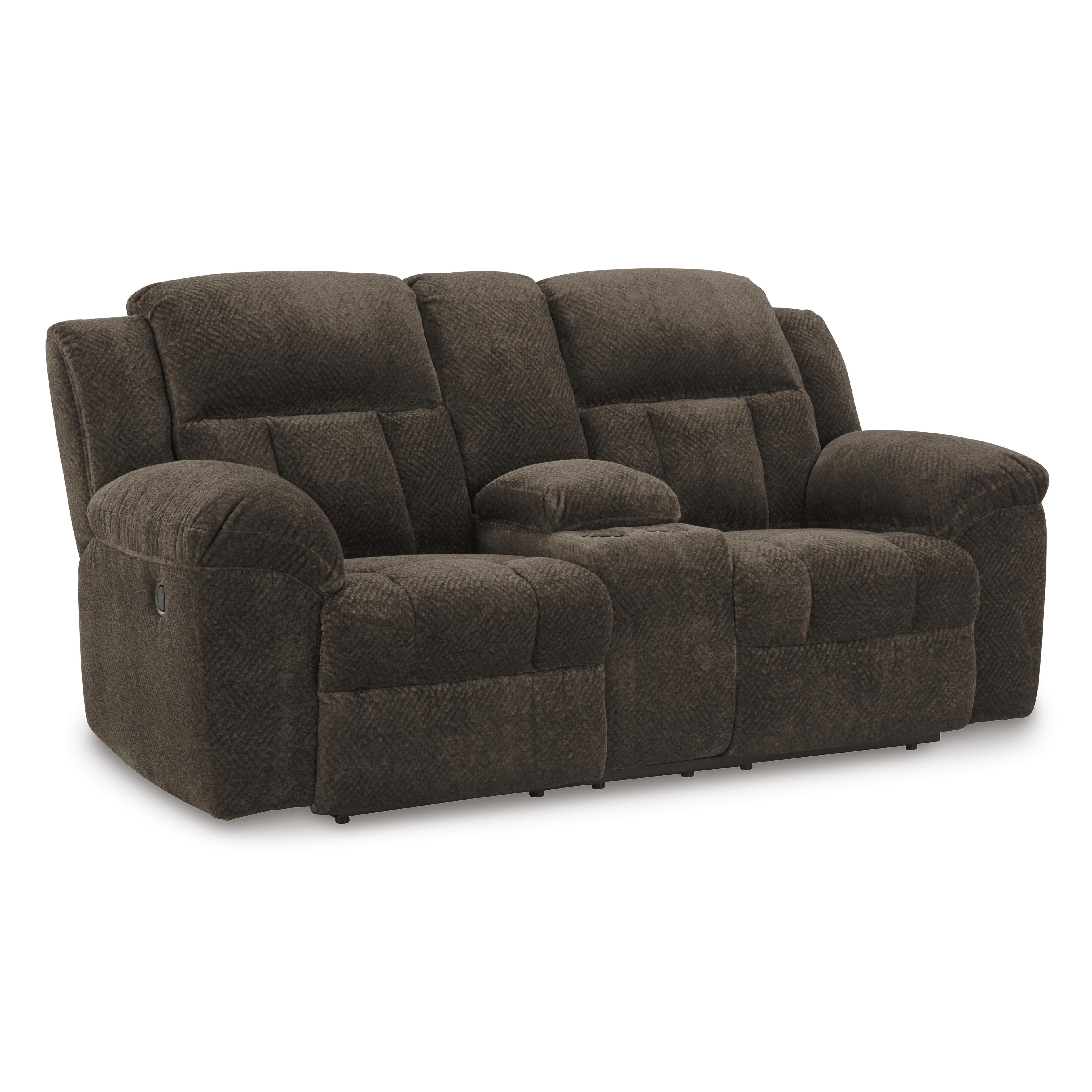  Manufacturer Color_Chocolate --  Frohn 3740794 Double Reclining Loveseat with Console IMAGE 1