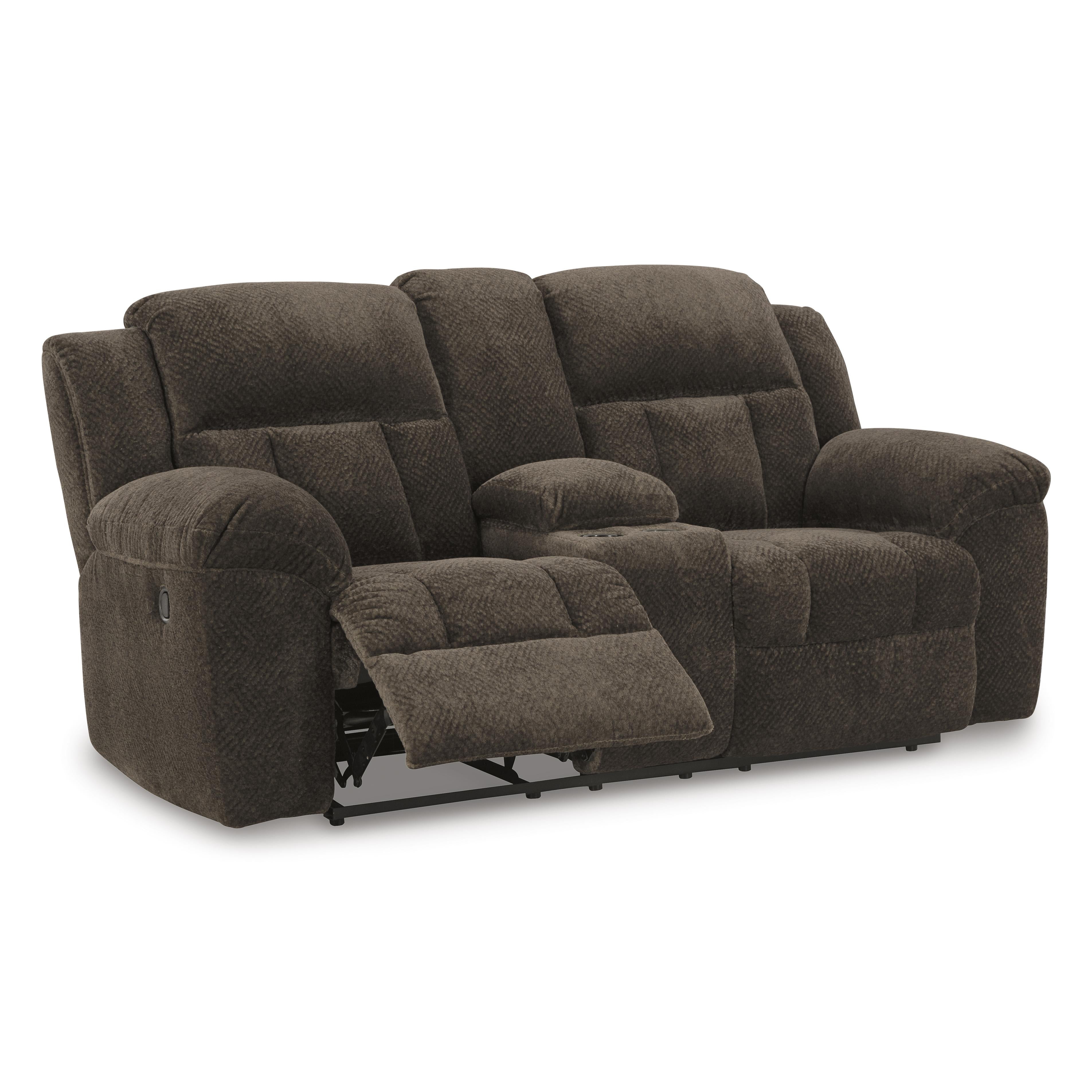  Manufacturer Color_Chocolate --  Frohn 3740794 Double Reclining Loveseat with Console IMAGE 2