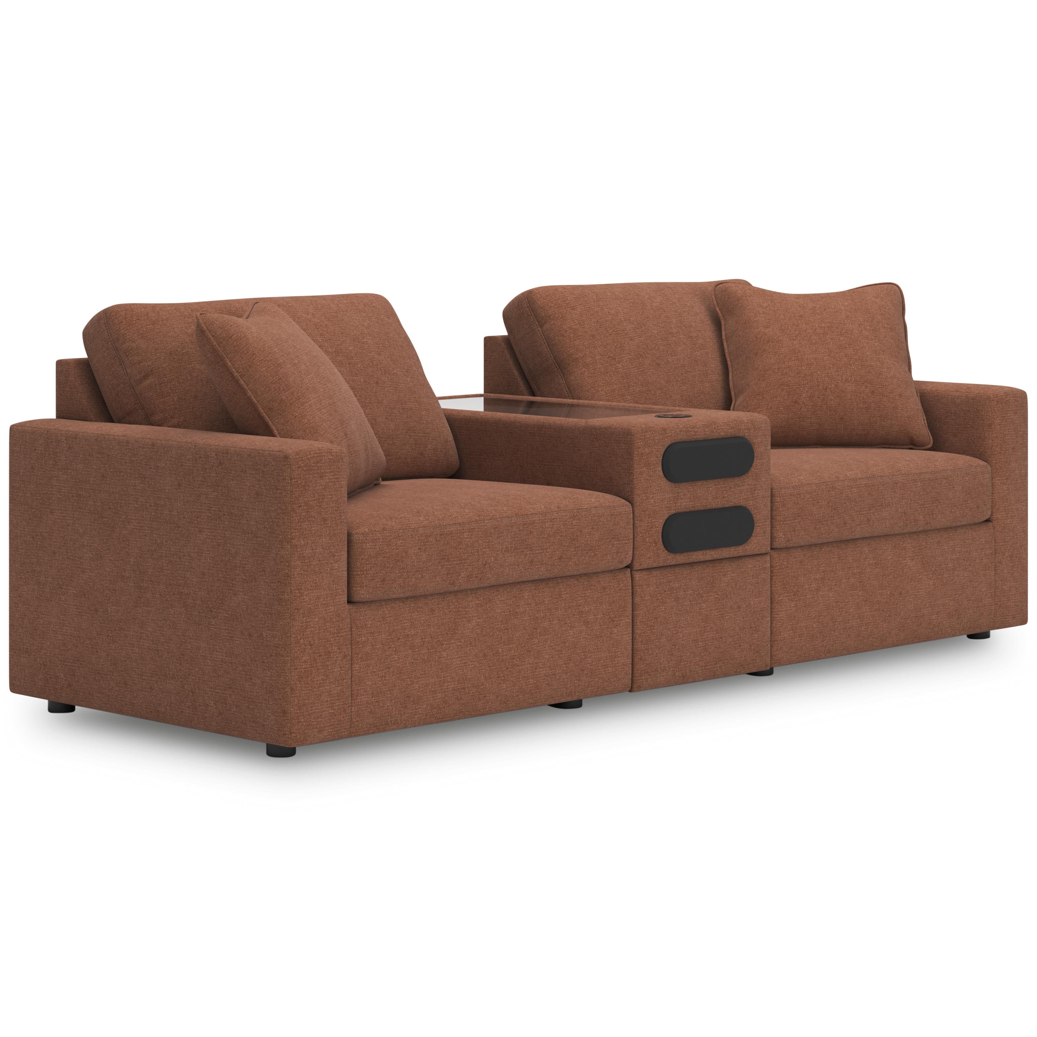  Manufacturer Color_Spice --  Signature Design by Ashley Modmax Stationary Fabric Loveseat with Console IMAGE 1