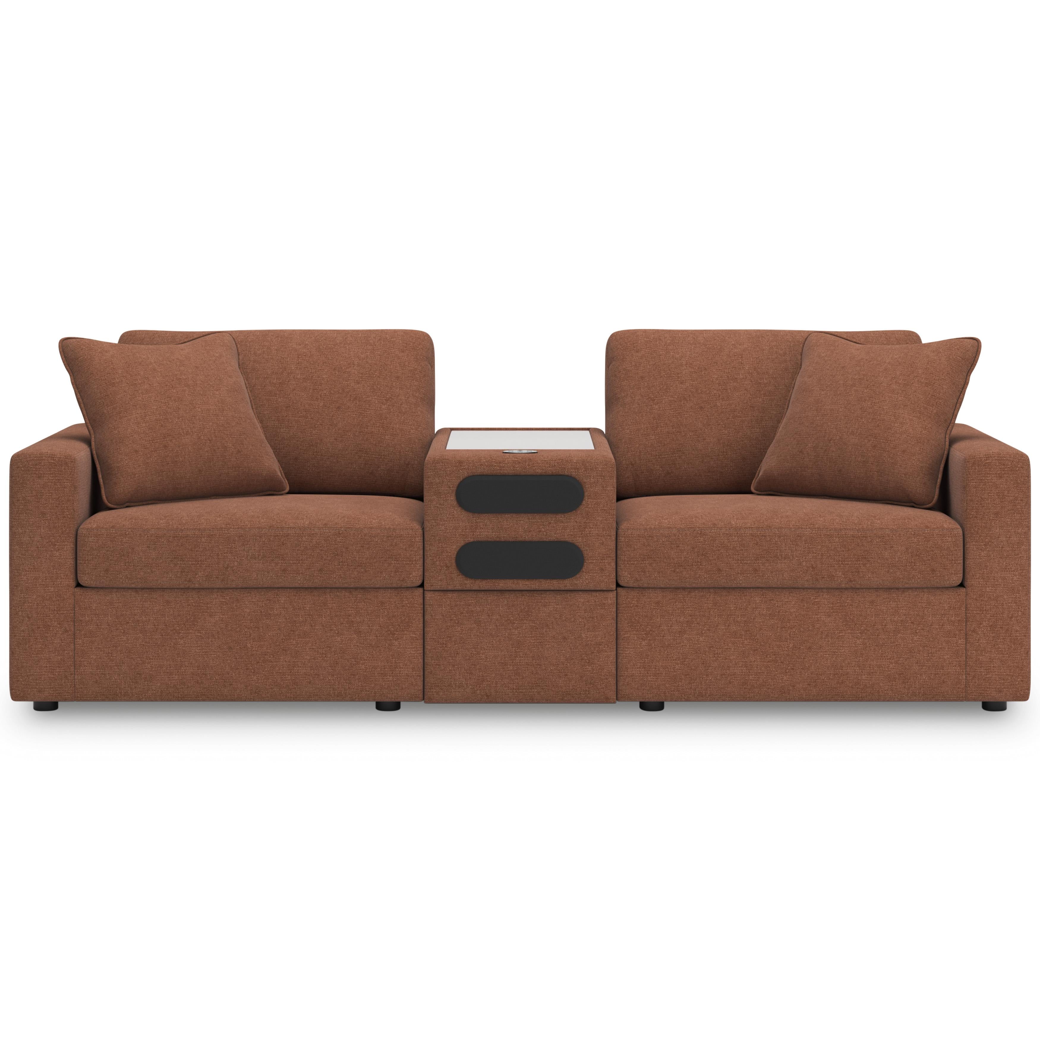  Manufacturer Color_Spice --  Signature Design by Ashley Modmax Stationary Fabric Loveseat with Console IMAGE 2