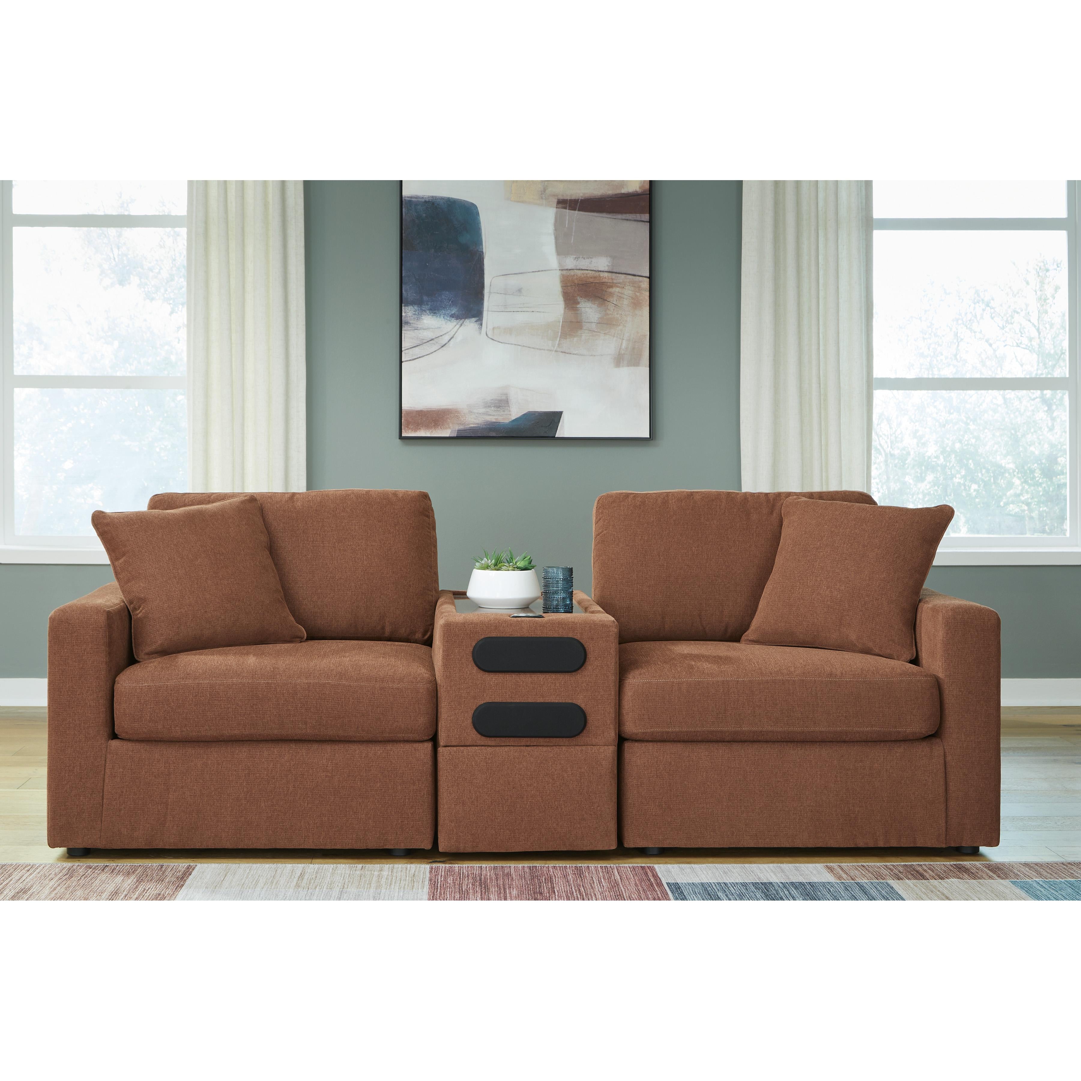  Manufacturer Color_Spice --  Signature Design by Ashley Modmax Stationary Fabric Loveseat with Console IMAGE 3
