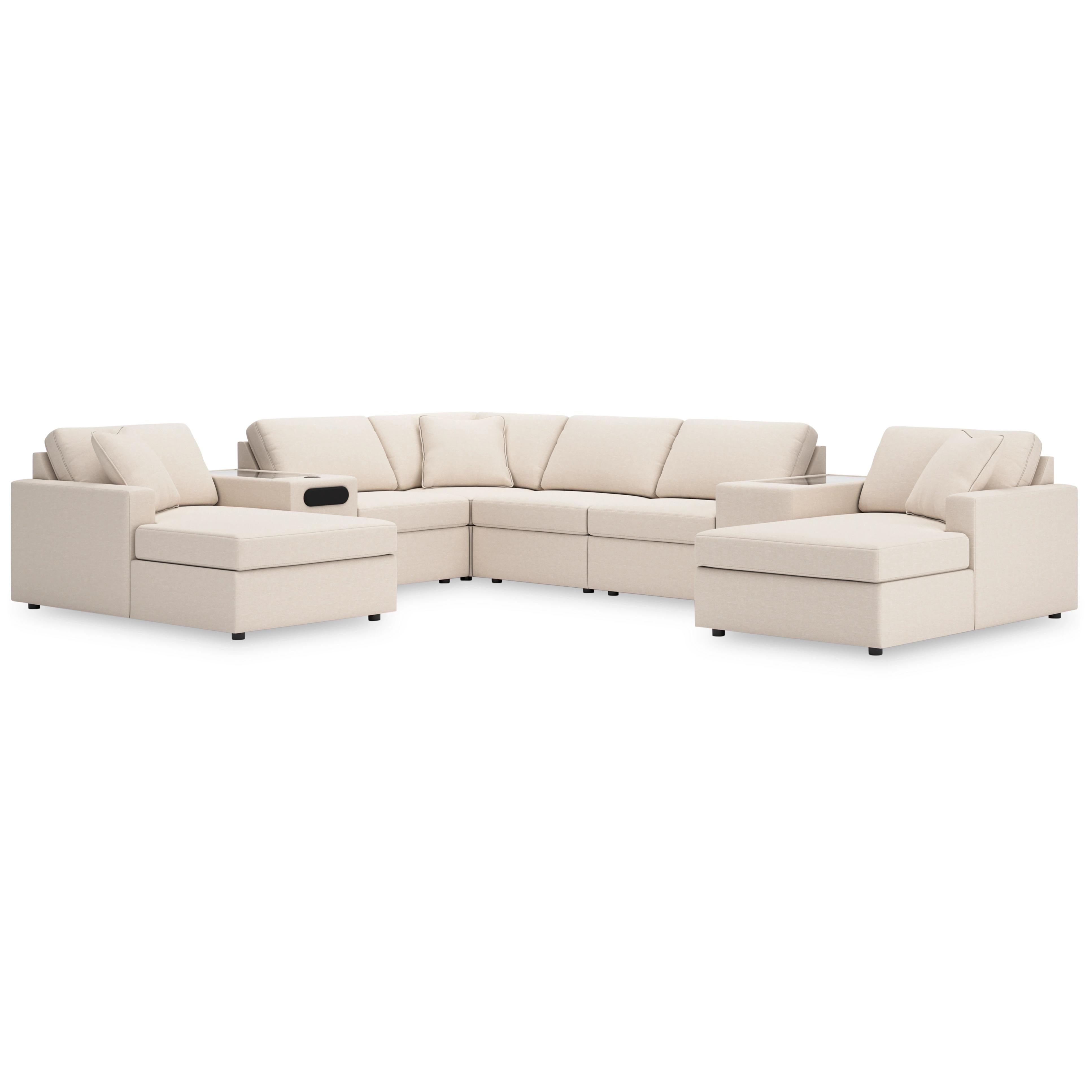  Manufacturer Color_Oyster --  Modmax 92103S31 8 pc Double Chaise Sectional with Audio and Storage Consoles IMAGE 1