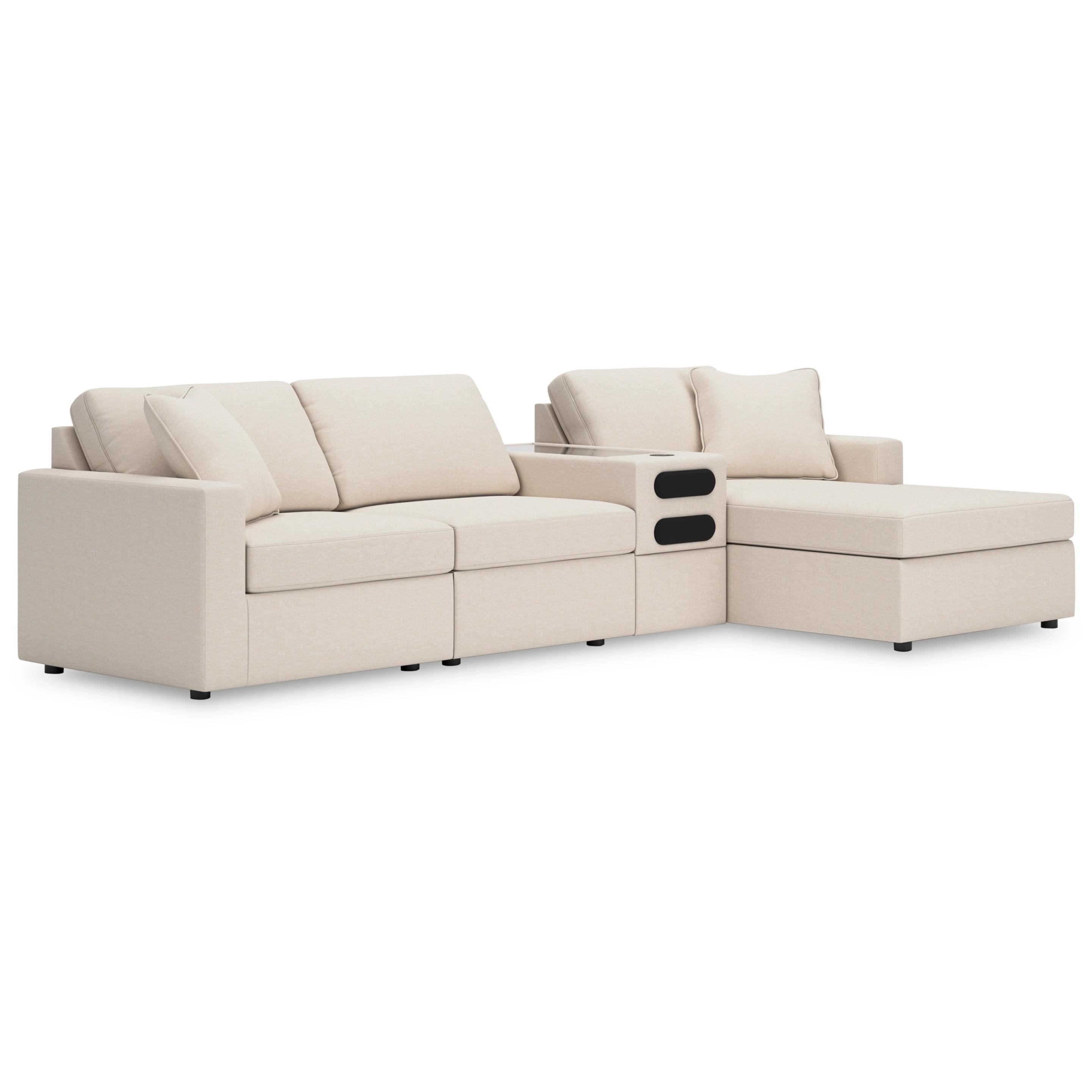  Manufacturer Color_Oyster --  Modmax 92103S37 4 pc Sectional with Chaise and Audio Console IMAGE 1