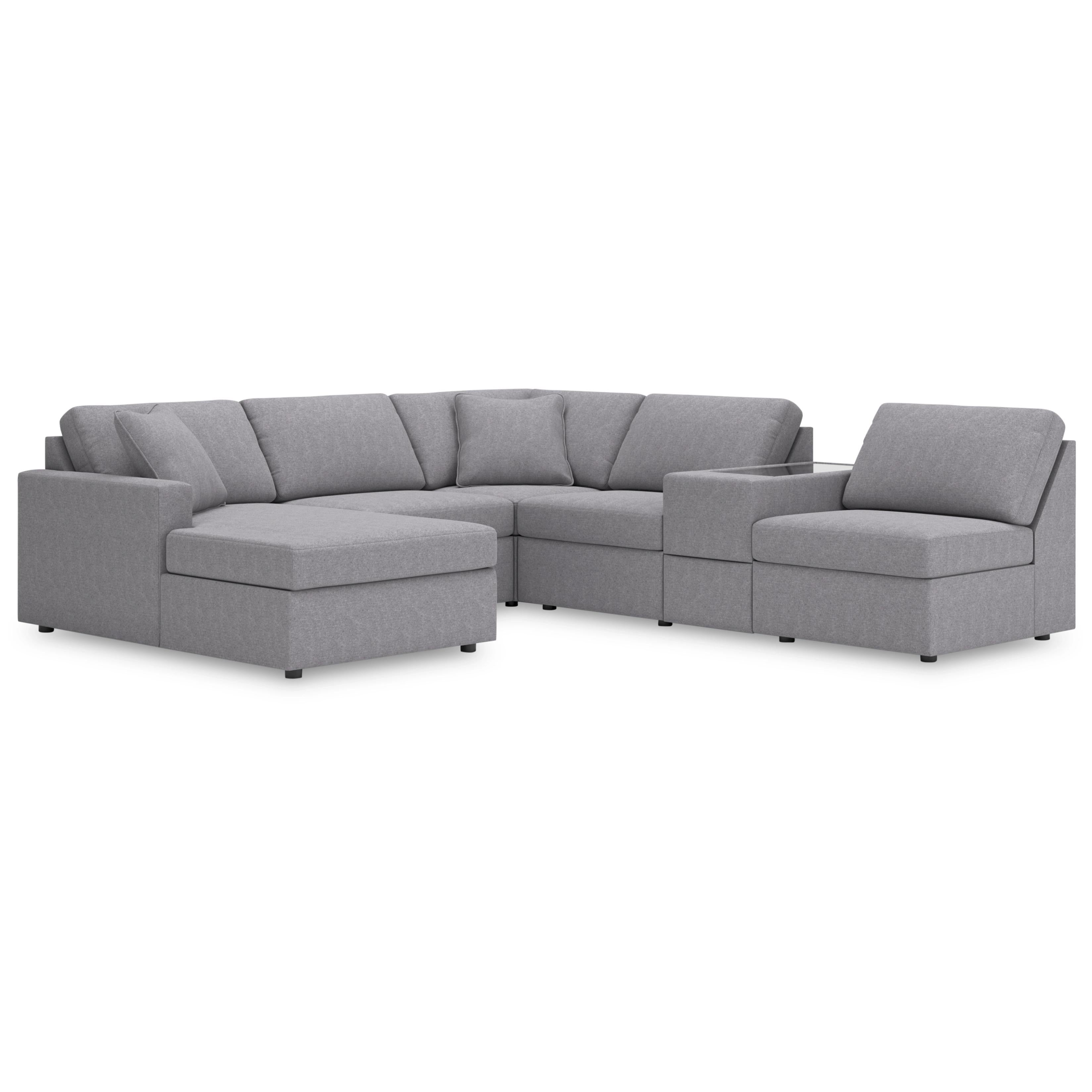  Manufacturer Color_Granite --  Modmax 92104S21 6 pc Sectional with Chaise and Storage Console IMAGE 1