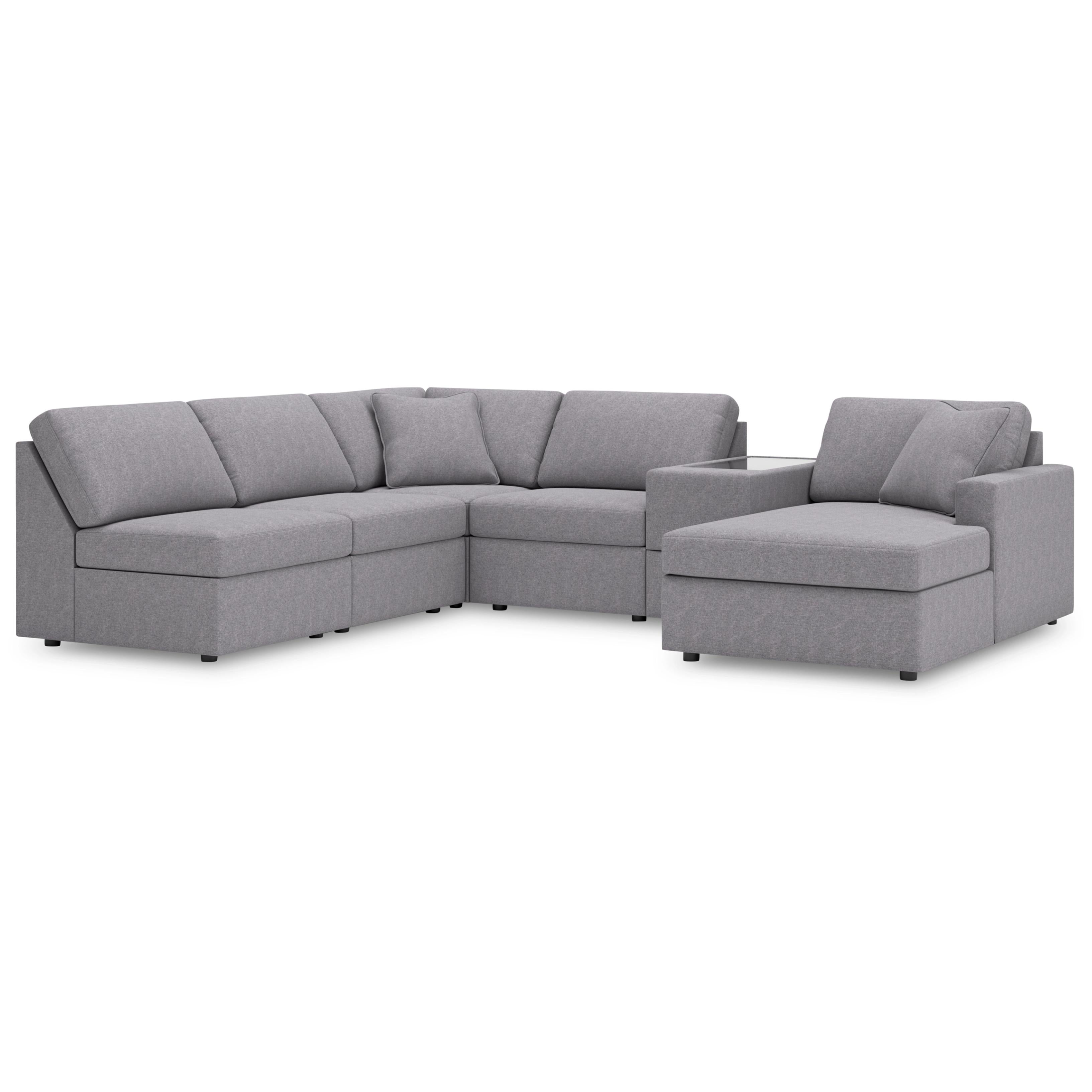  Manufacturer Color_Granite --  Modmax 92104S22 6 pc Sectional with Chaise and Storage Console IMAGE 1