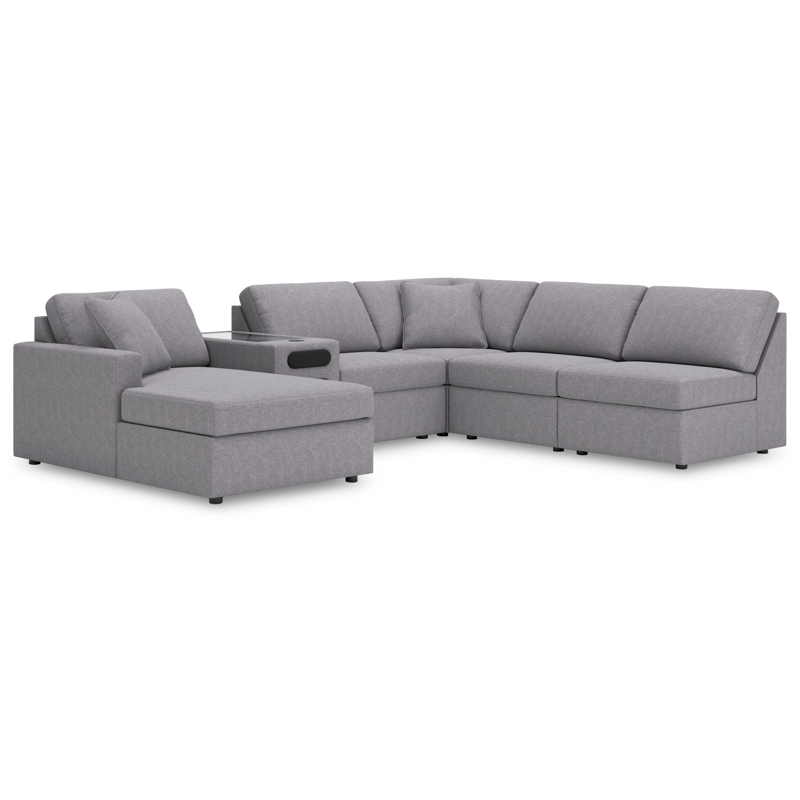  Manufacturer Color_Granite --  Modmax 92104S24 6 pc Sectional with Chaise and Audio Console IMAGE 1