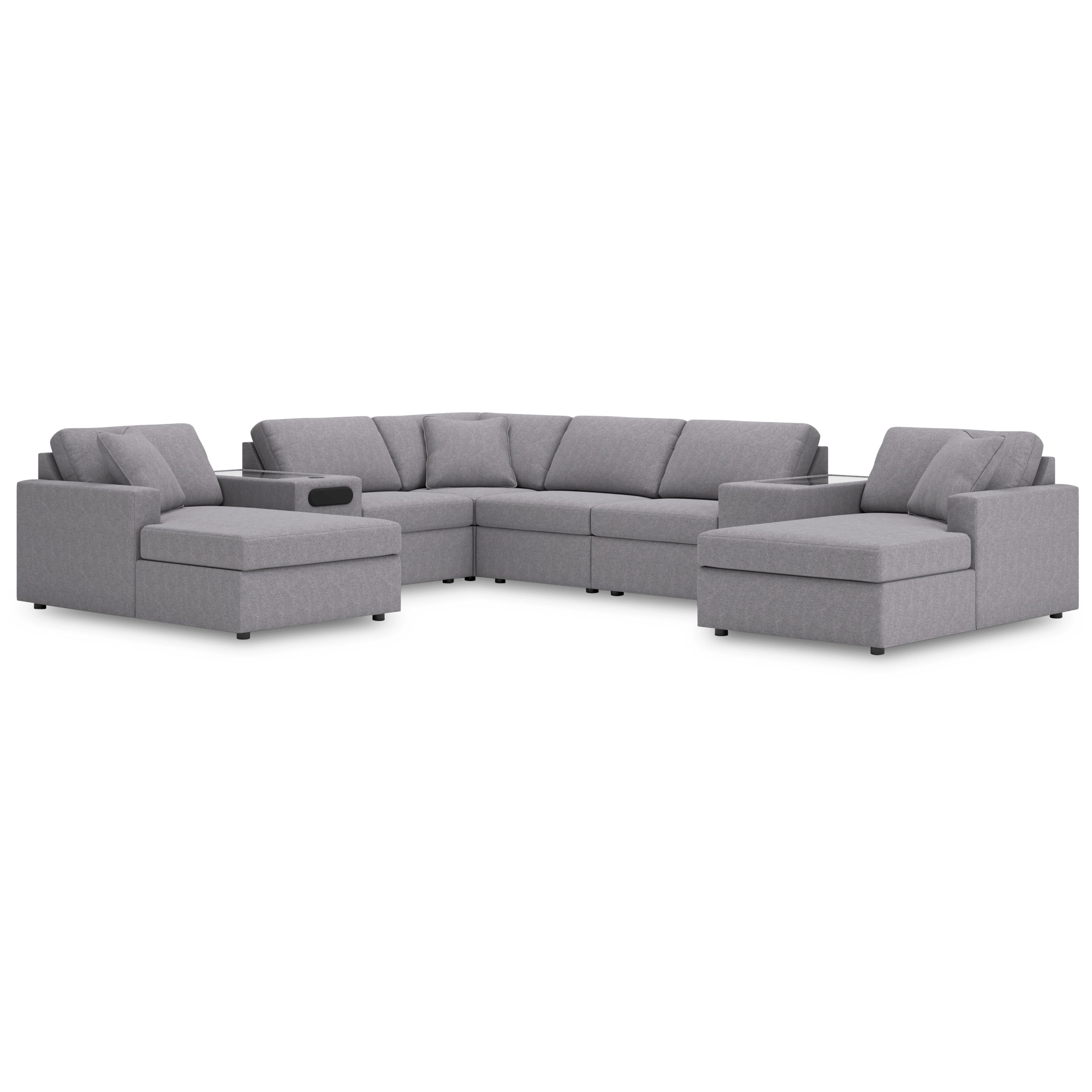  Manufacturer Color_Granite --  Modmax 92104S31 8 pc Double Chaise Sectional with Audio and Storage Consoles IMAGE 1