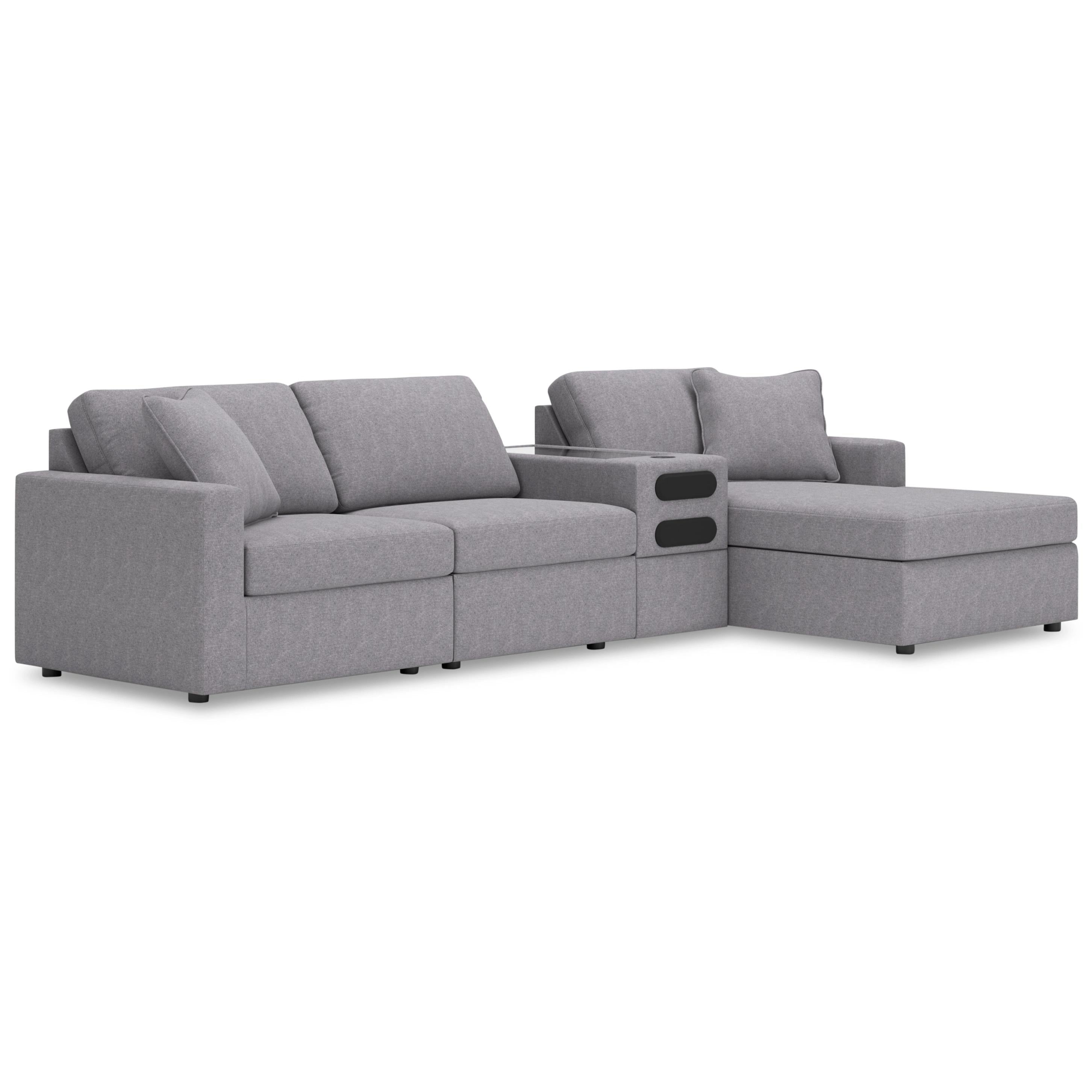  Manufacturer Color_Granite --  Modmax 92104S37 4 pc Sectional with Chaise and Audio Console IMAGE 1