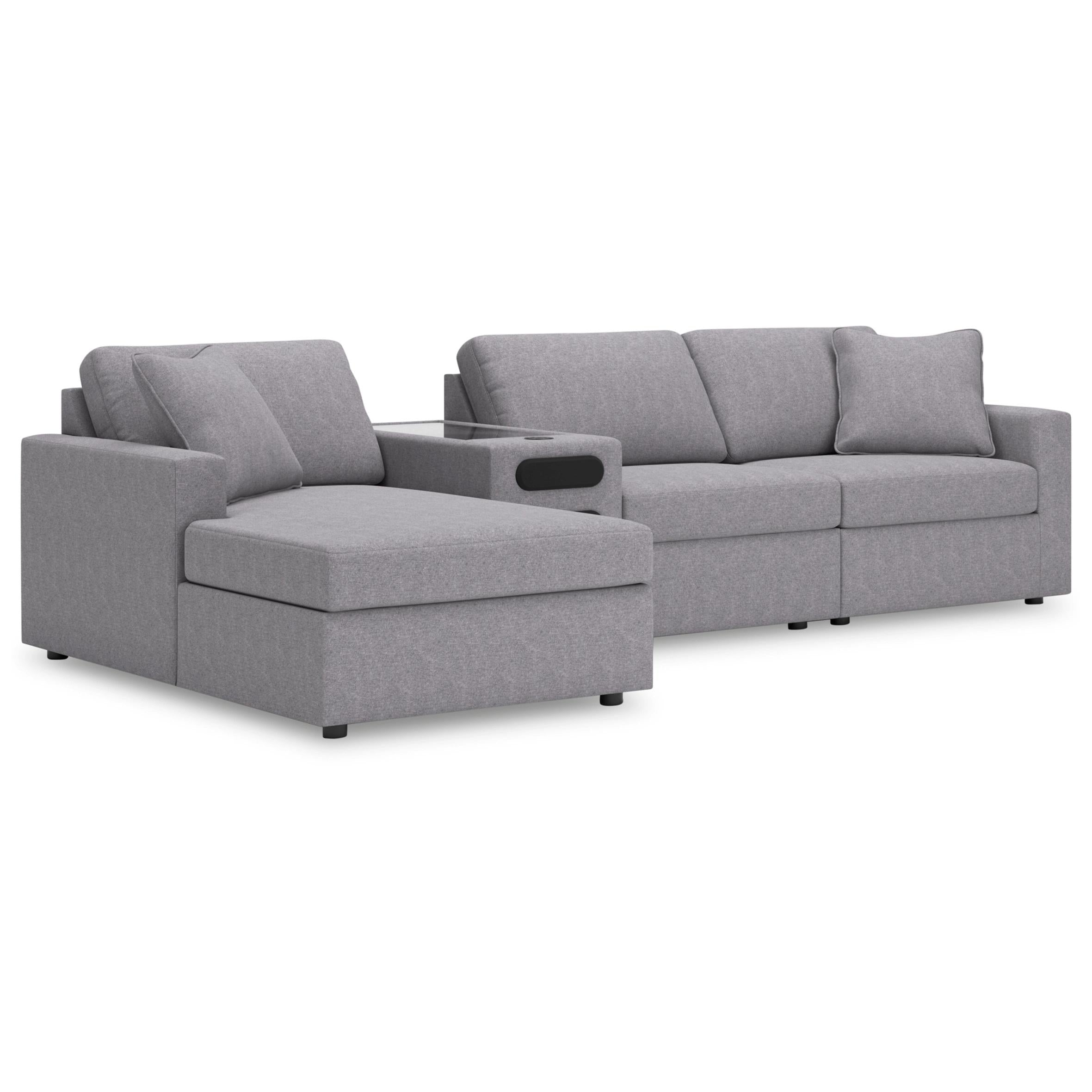  Manufacturer Color_Granite --  Modmax 92104S38 4 pc Sectional with Chaise and Audio Console IMAGE 1