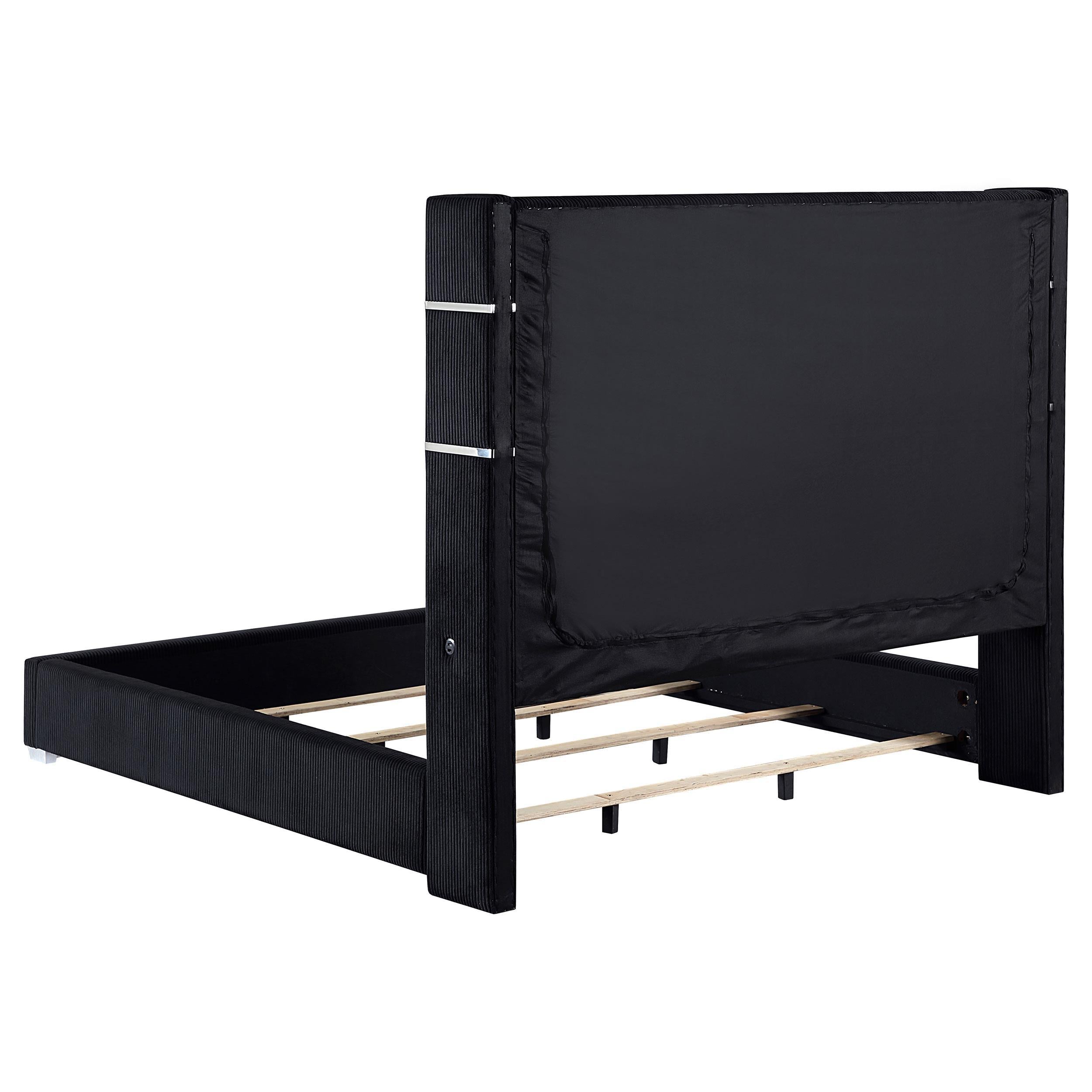  Size_California King --  Tisdall 306031KW Upholstered Cal King Flame Visualizer Bed - Black IMAGE 3