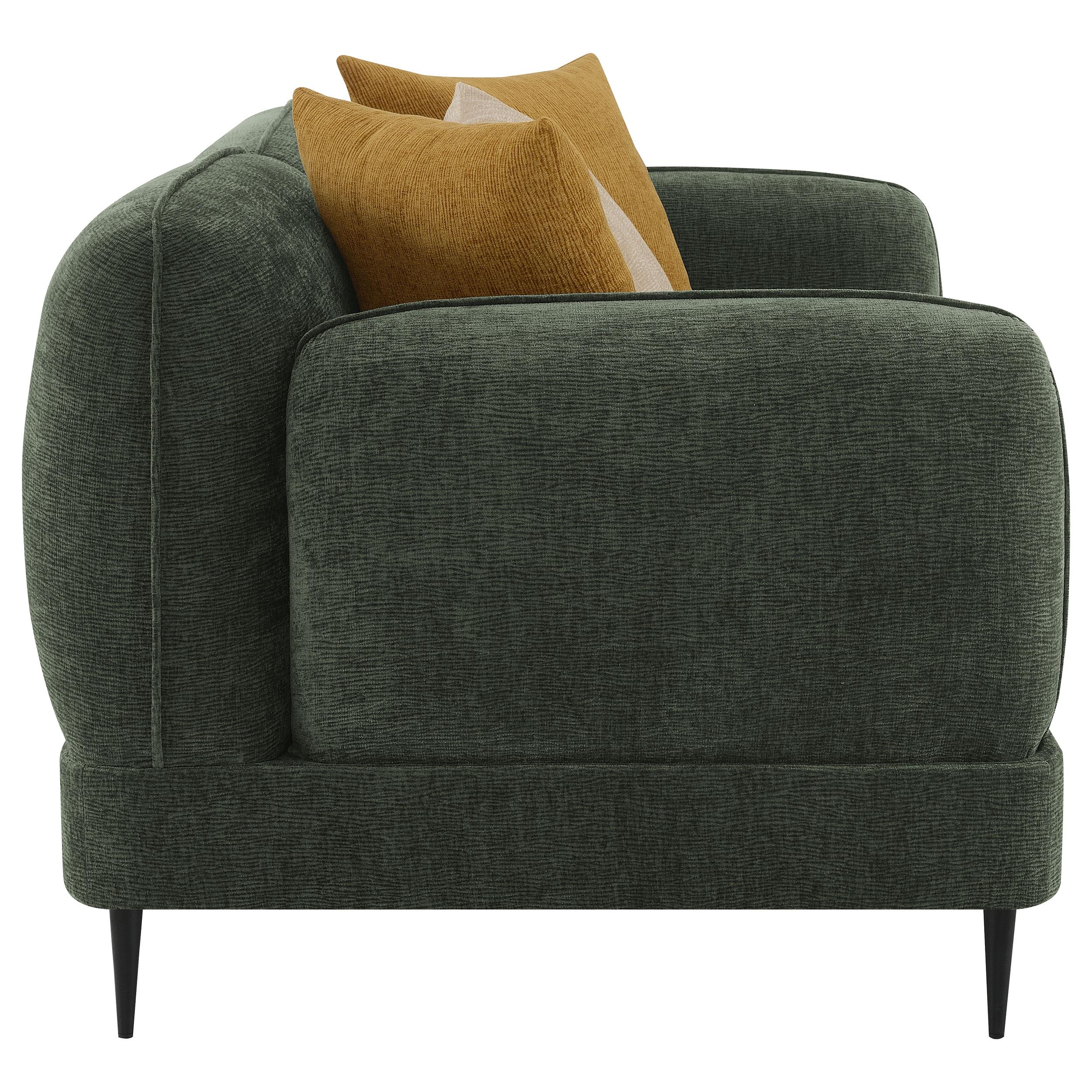 Coaster Furniture Jade 509132 Chenille Upholstered Modern Track Arm Loveseat - Green IMAGE 7