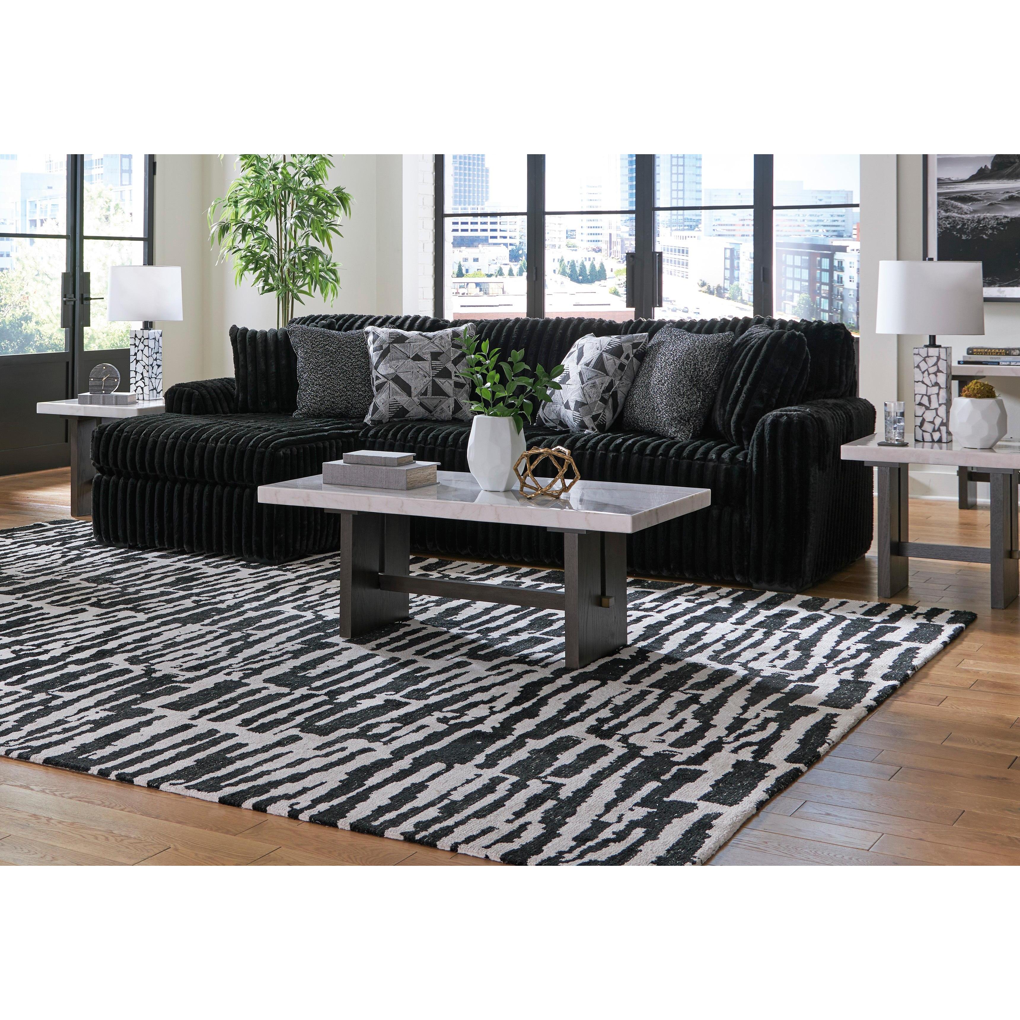  Manufacturer Color_Onyx --  Signature Design by Ashley Midnight Madness Fabric 2 pc Sectional IMAGE 4