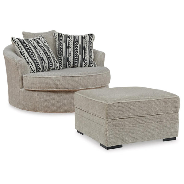 Benchcraft Calnita 20502U1 Oversized Swivel Chair and Ottoman