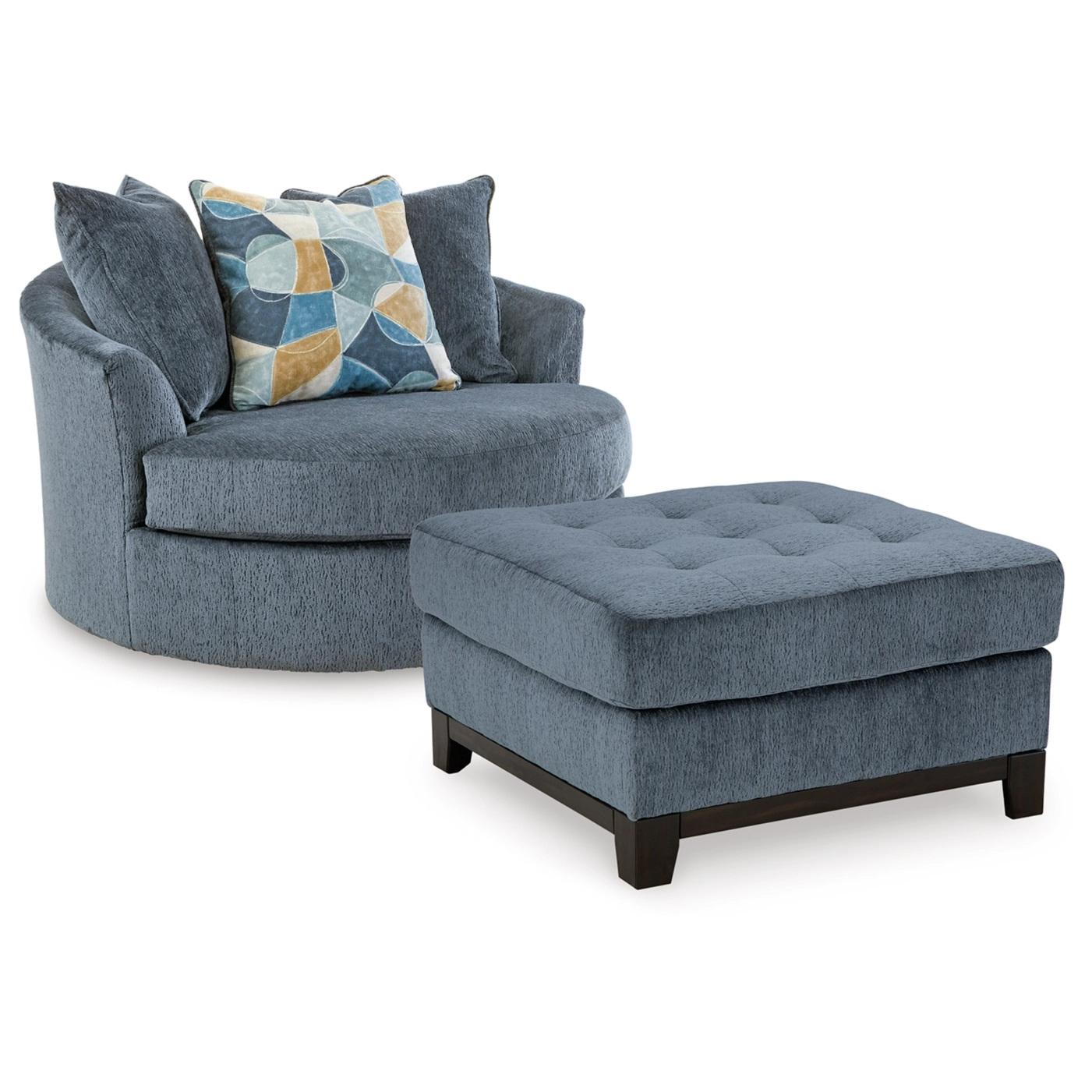  Manufacturer Color_Navy --  Benchcraft Maxon Place Stationary Fabric Chair with Ottoman IMAGE 1