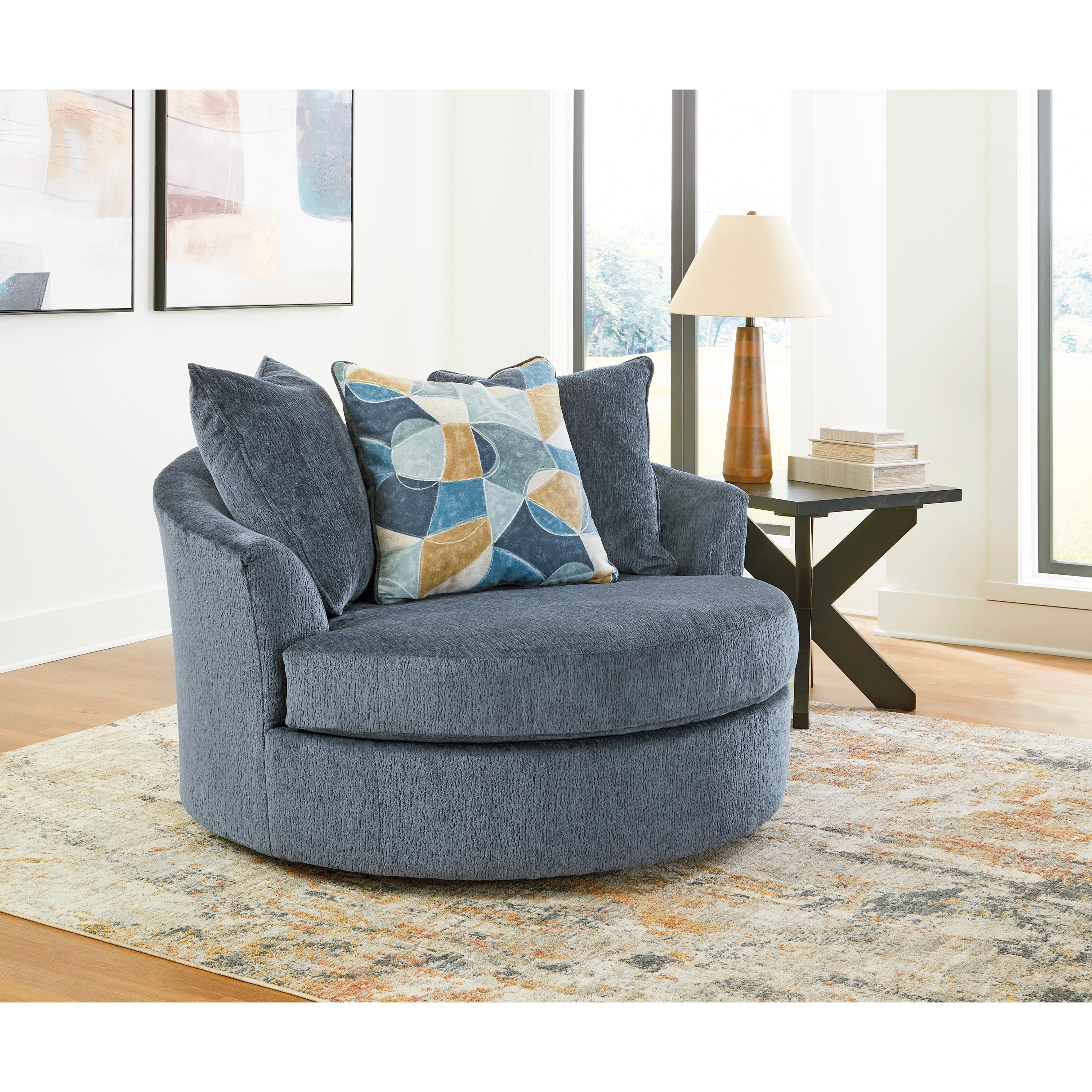  Manufacturer Color_Navy --  Benchcraft Maxon Place Stationary Fabric Chair with Ottoman IMAGE 2
