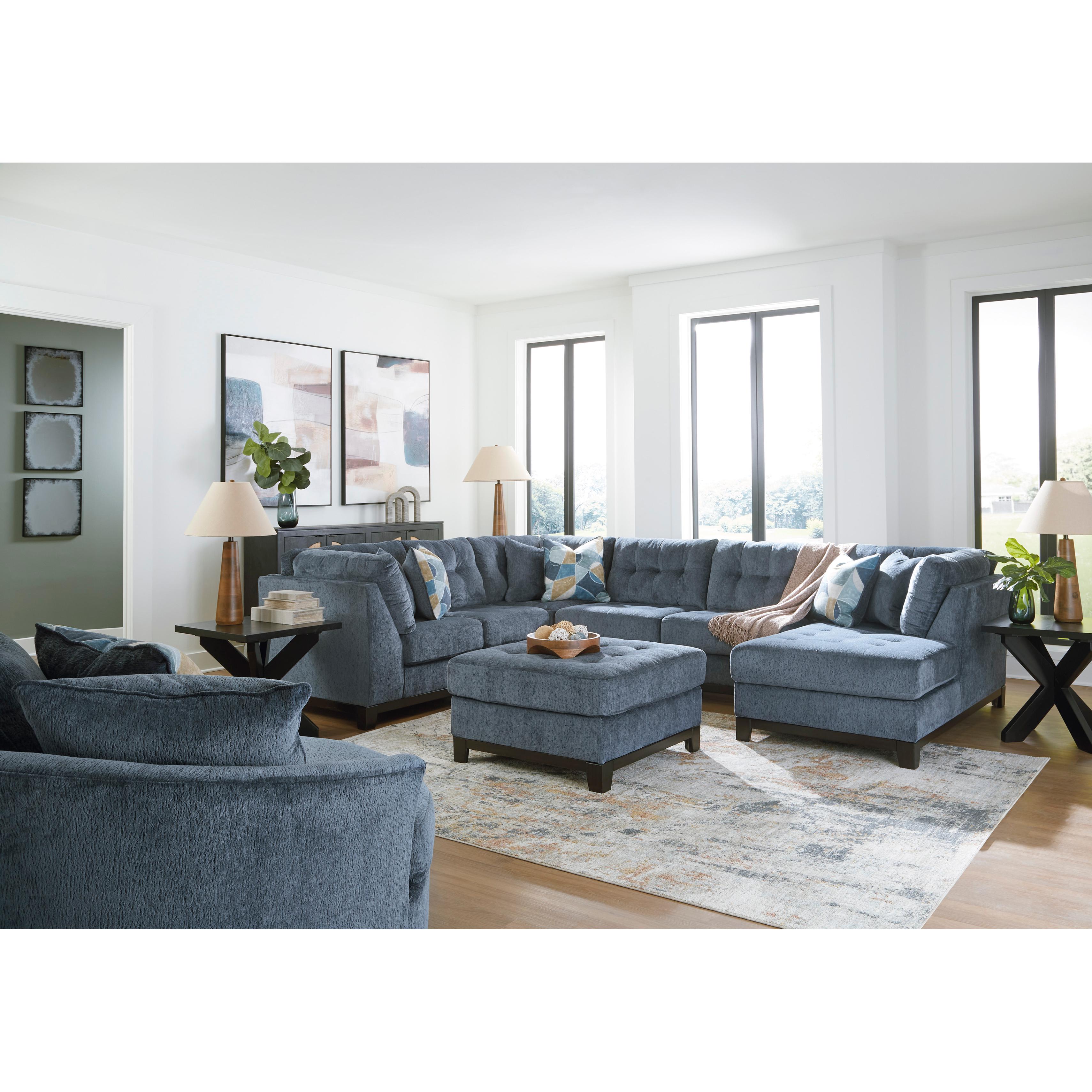  Manufacturer Color_Navy --  Benchcraft Maxon Place Stationary Fabric Chair with Ottoman IMAGE 4