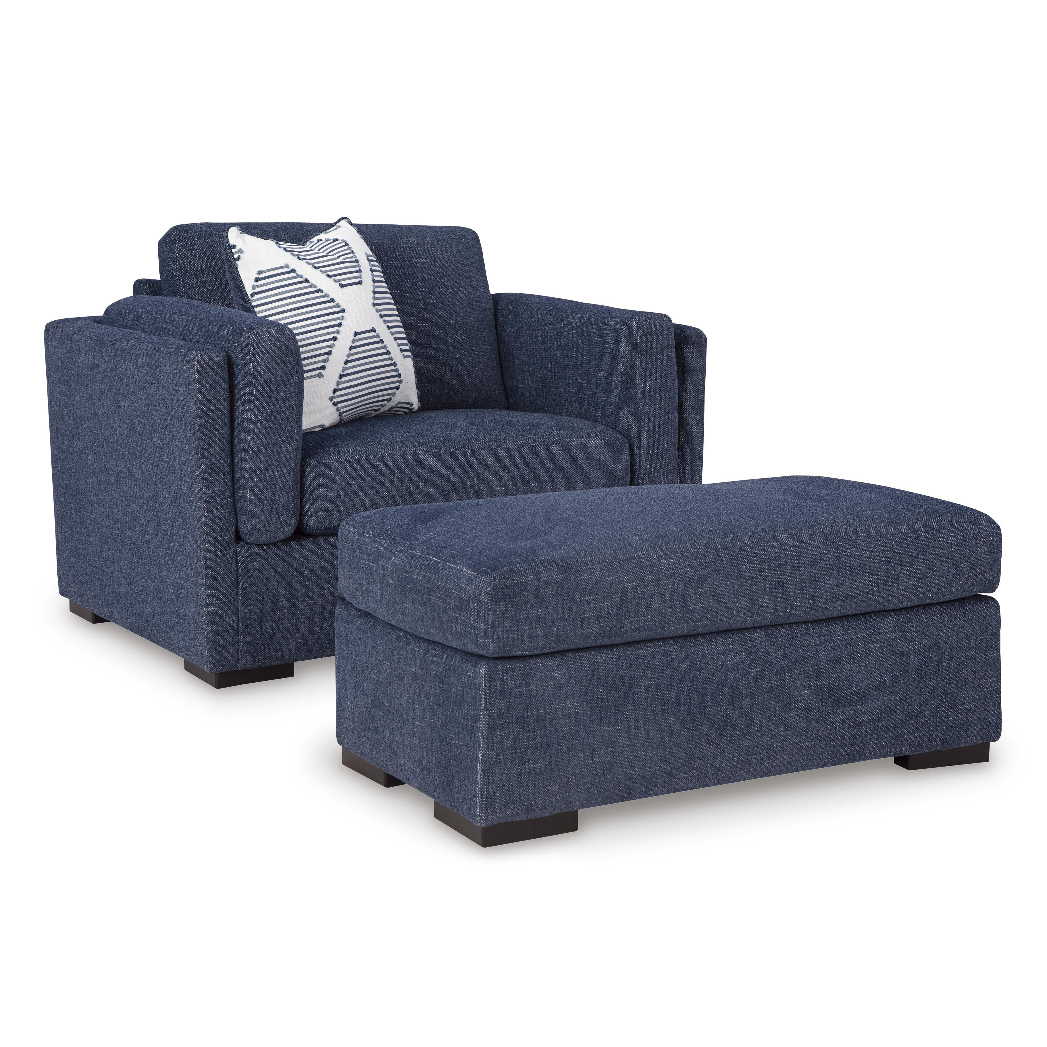  Manufacturer Color_Navy --  Benchcraft Evansley Stationary Fabric Chair with Ottoman IMAGE 1