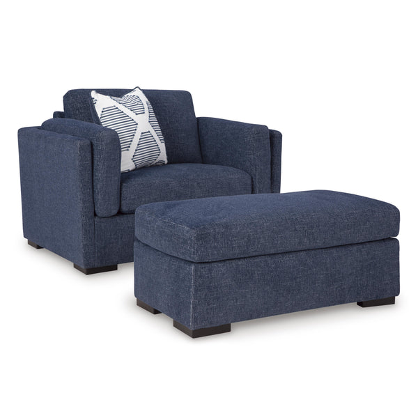 Benchcraft Evansley Stationary Fabric Chair with Ottoman